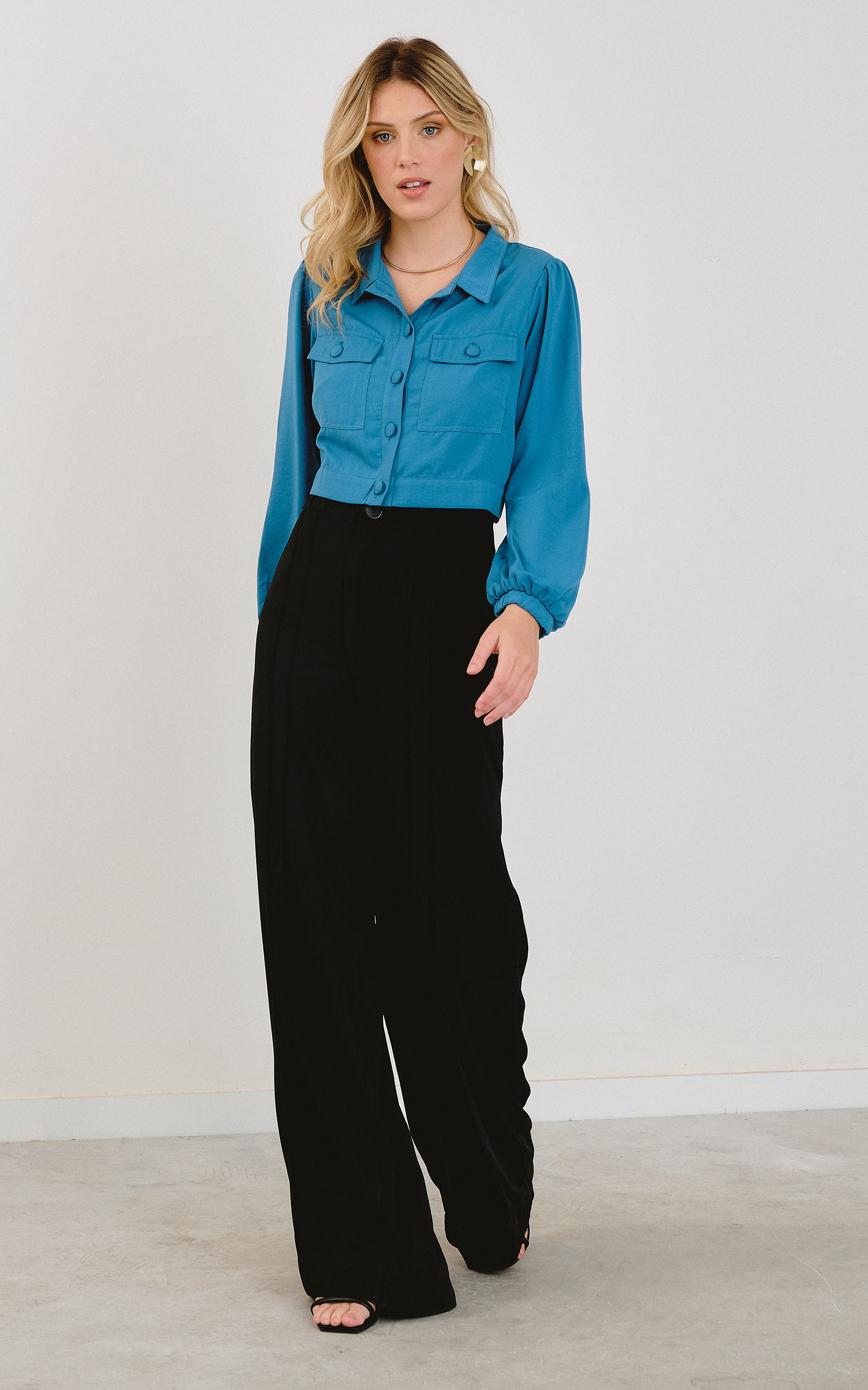 Jaqueta Cropped Urban Azul