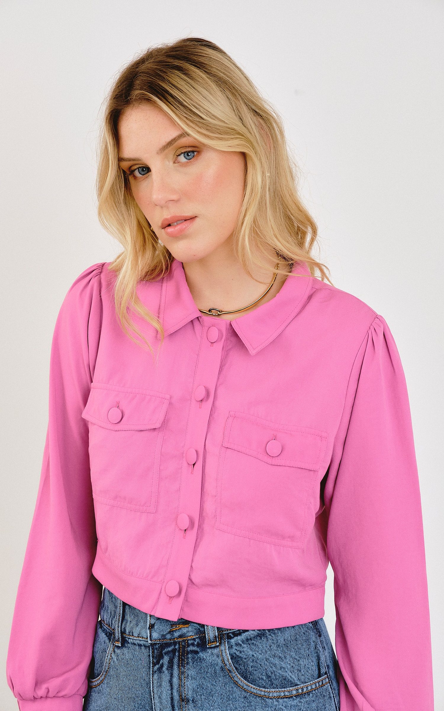 Jaqueta Cropped Urban Rosa