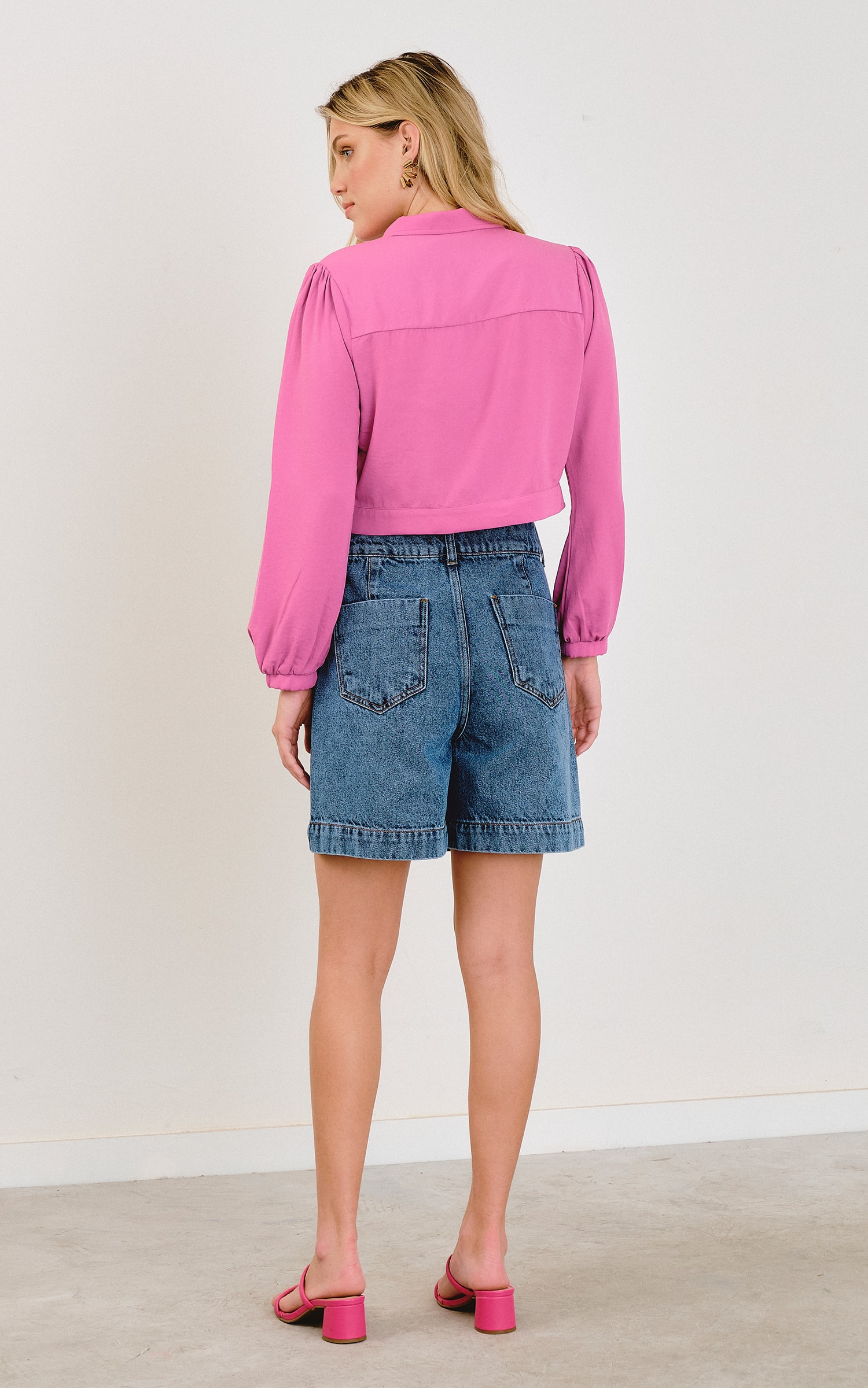 Jaqueta Cropped Urban Rosa