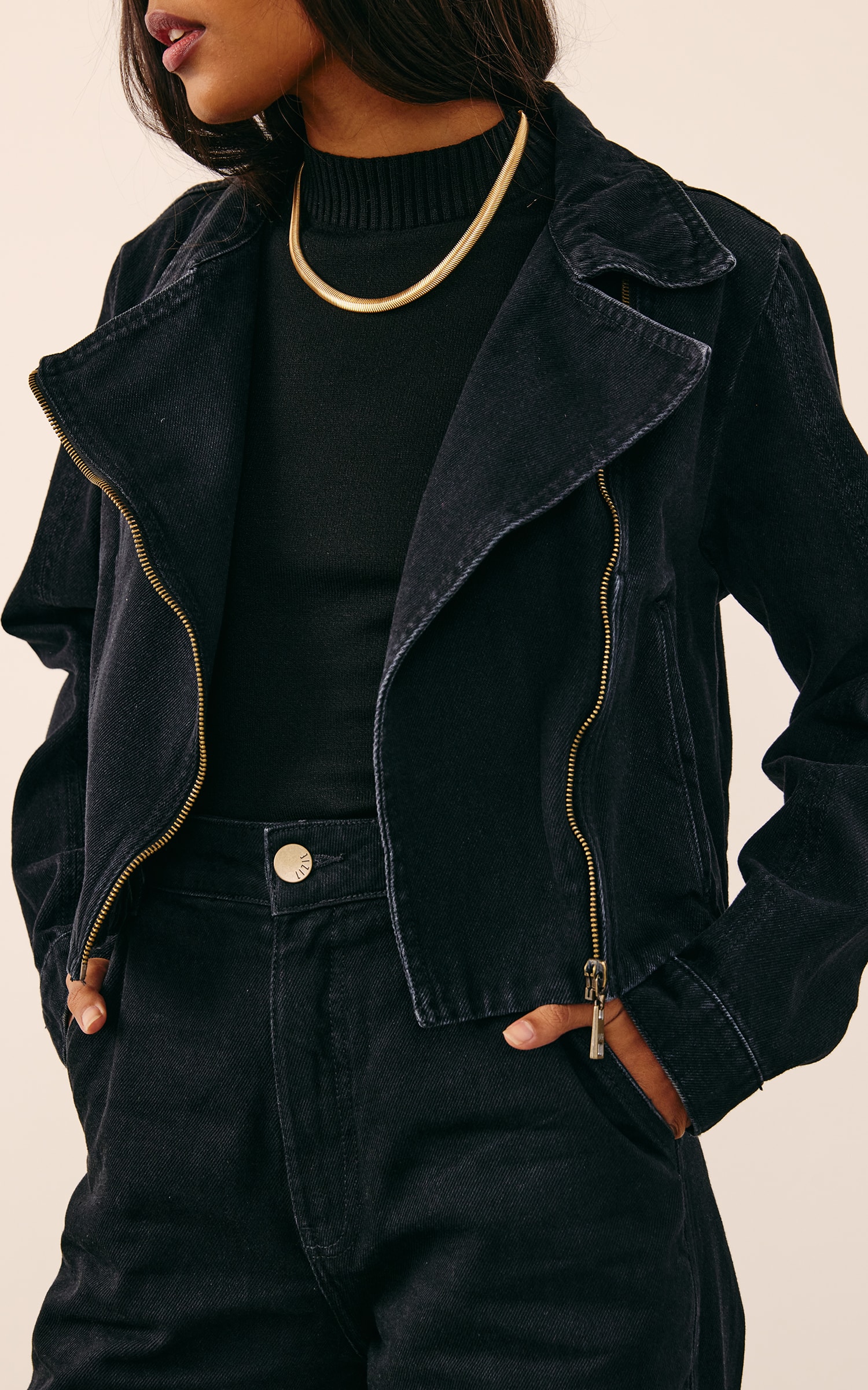 Jaqueta Jeans Perfecto Preto