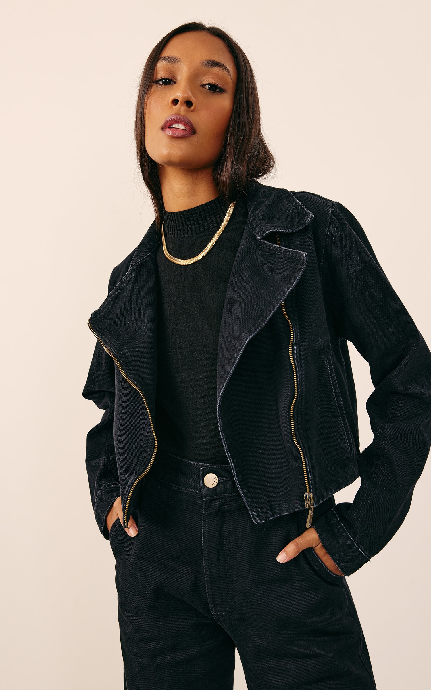 Jaqueta Jeans Perfecto Preto