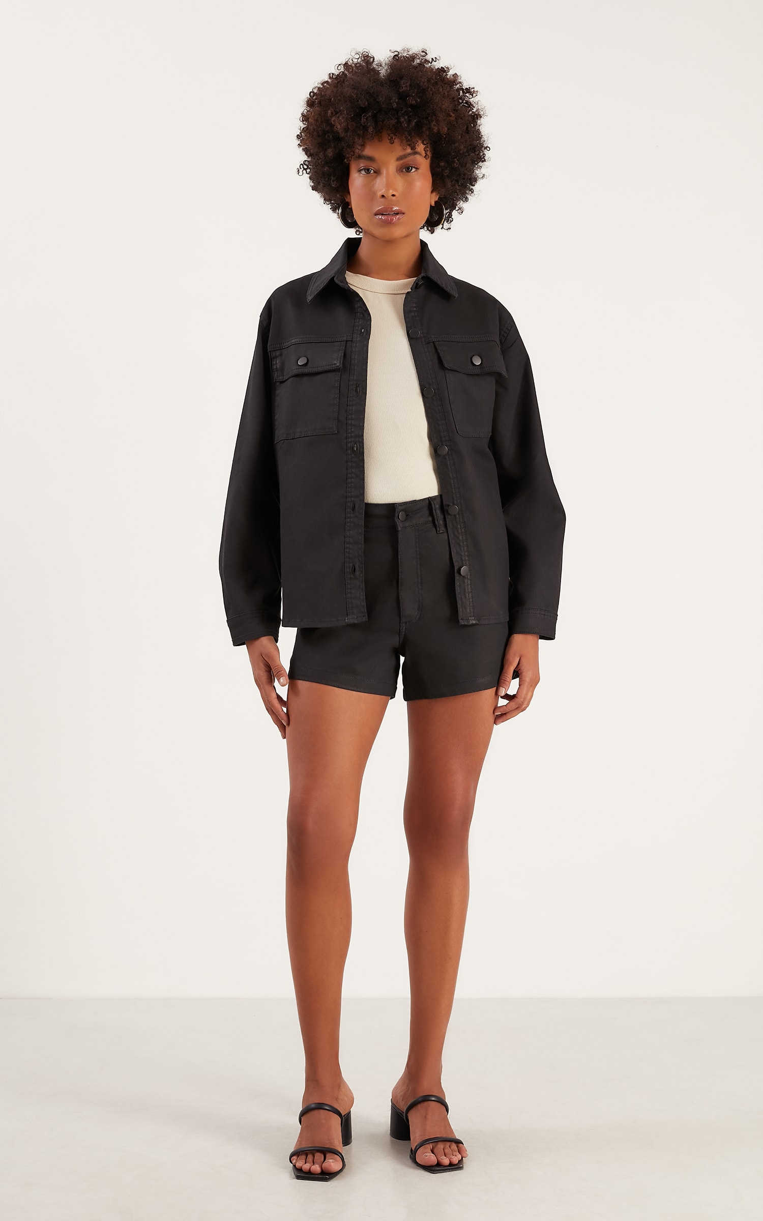 Jaqueta Jeans Resinado Preto