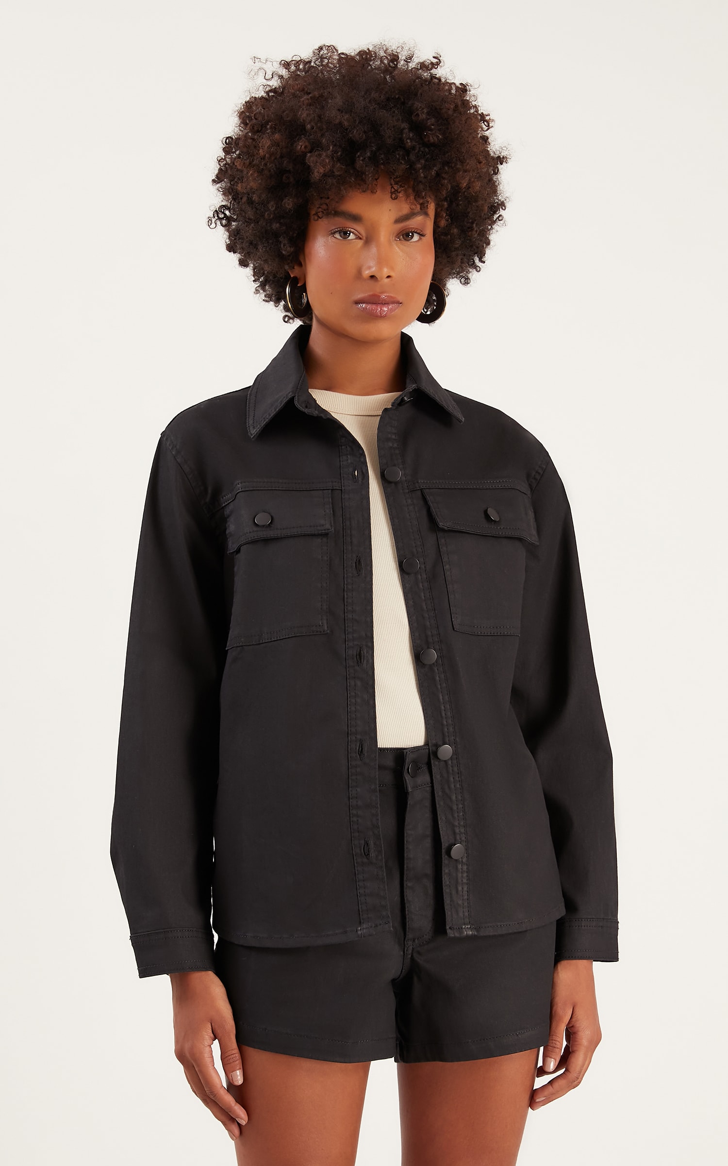 Jaqueta Jeans Resinado Preto