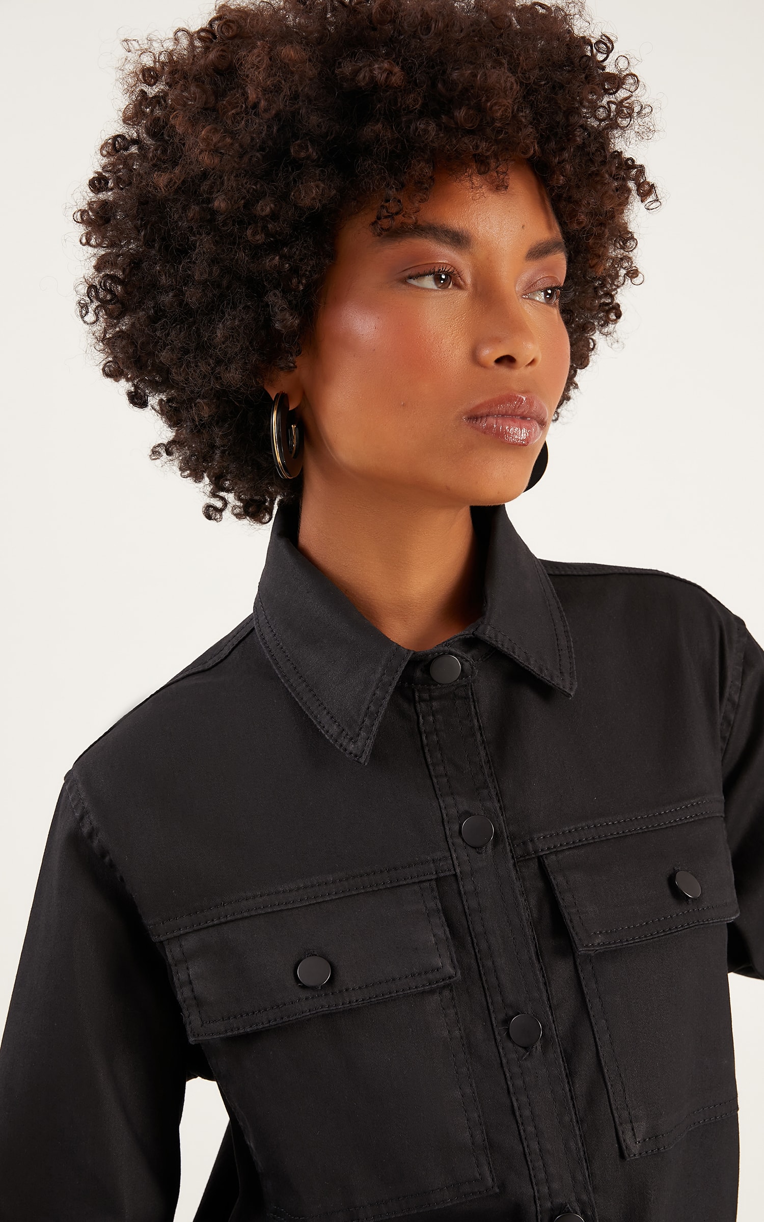Jaqueta Jeans Resinado Preto