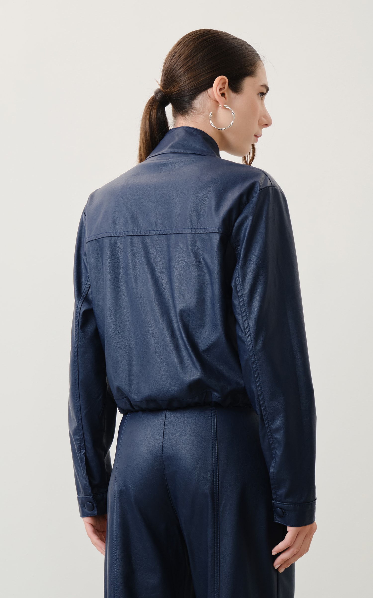 Jaqueta Like Leather Bomber Marinho