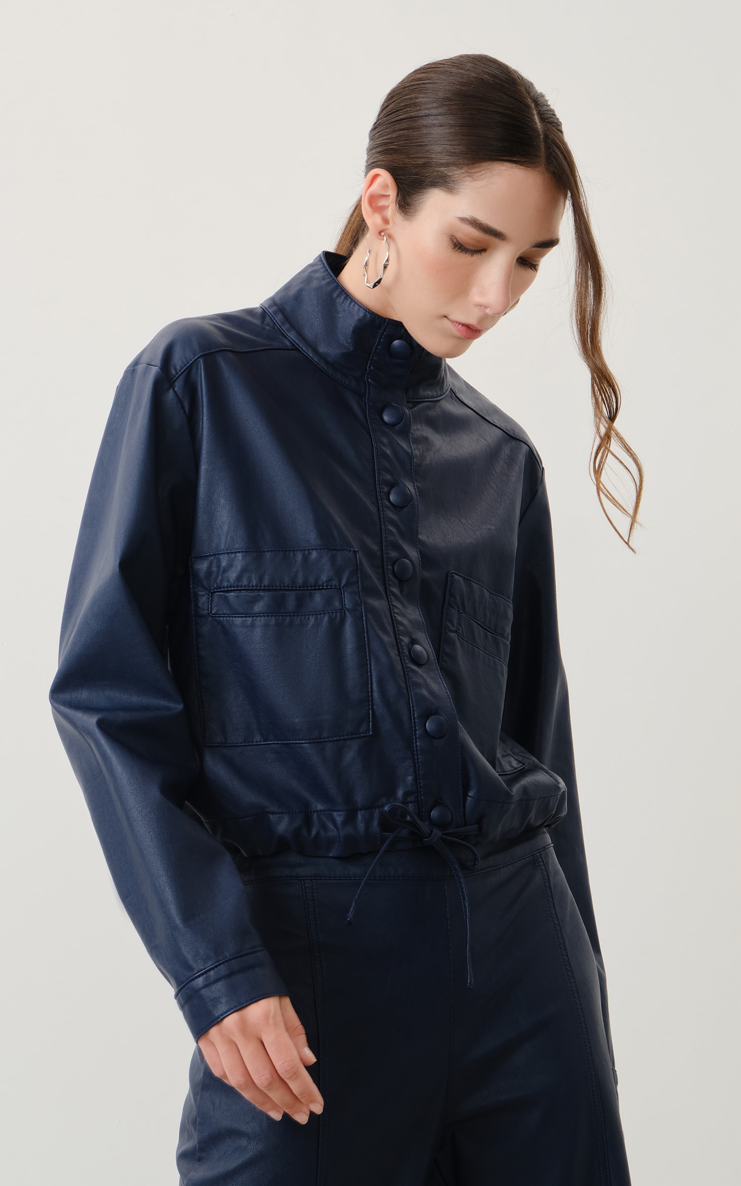 Jaqueta Like Leather Bomber Marinho