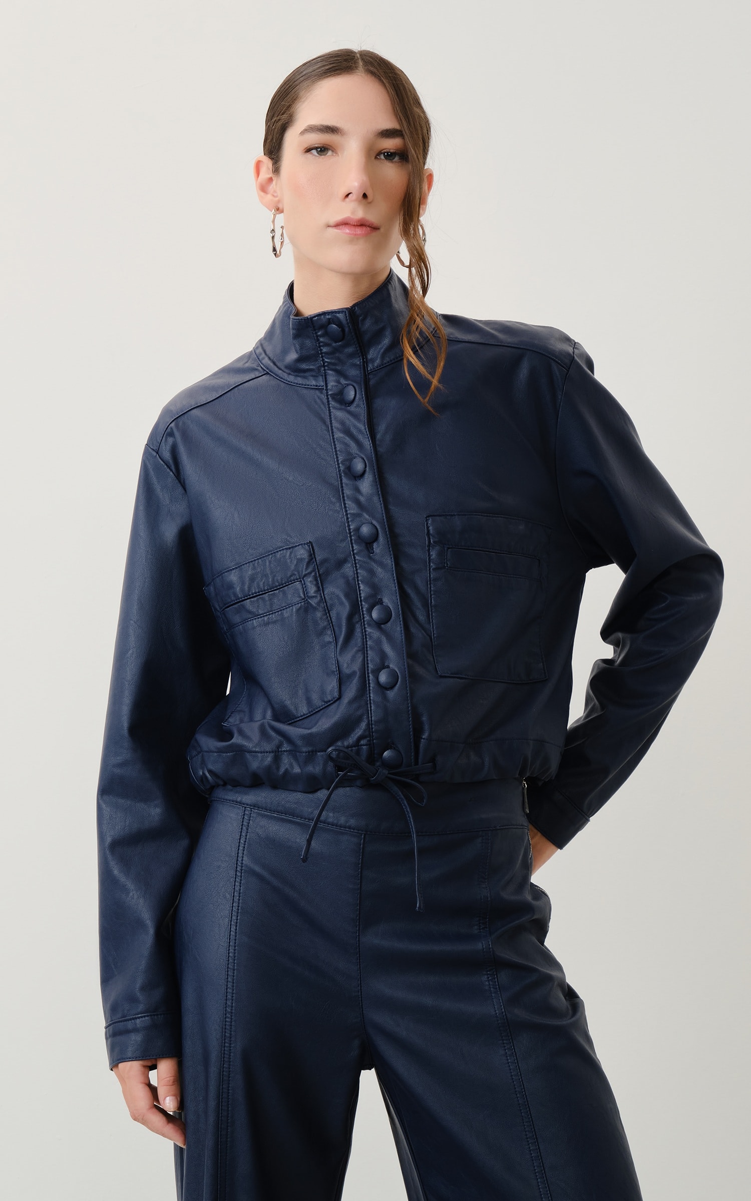 Jaqueta Like Leather Bomber Marinho