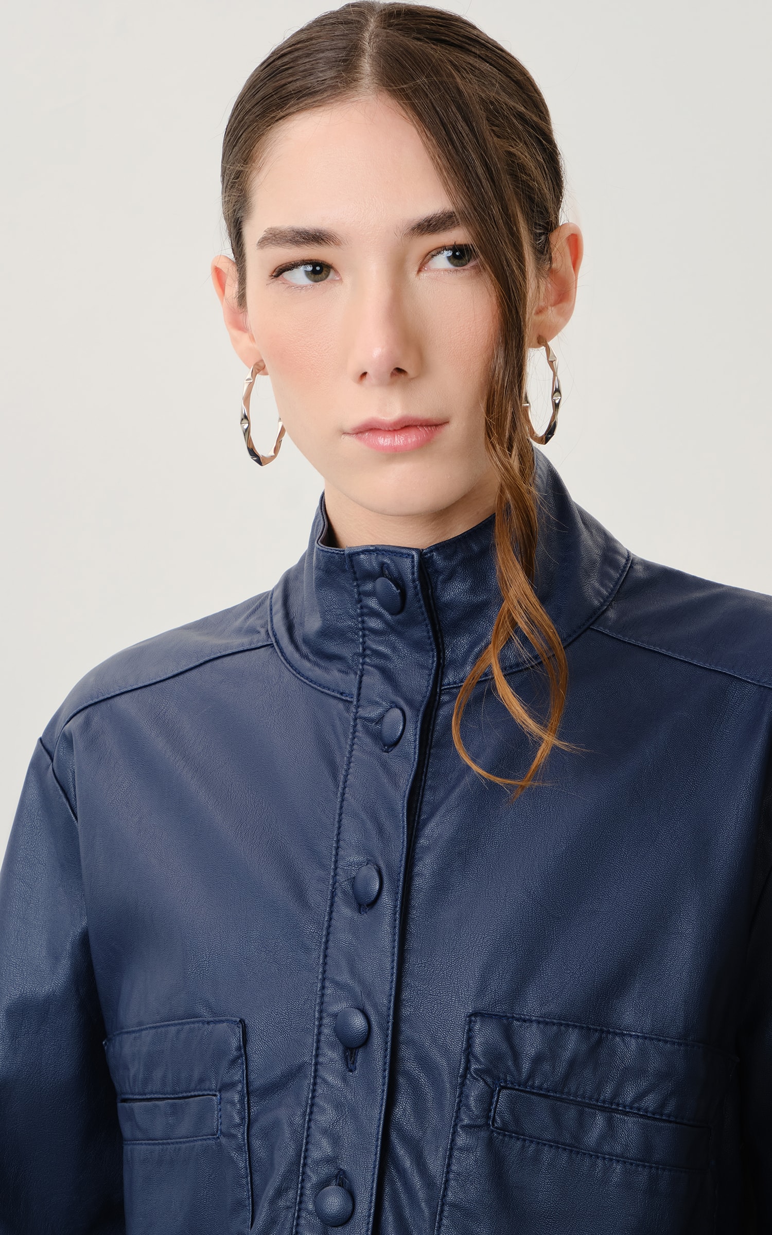 Jaqueta Like Leather Bomber Marinho