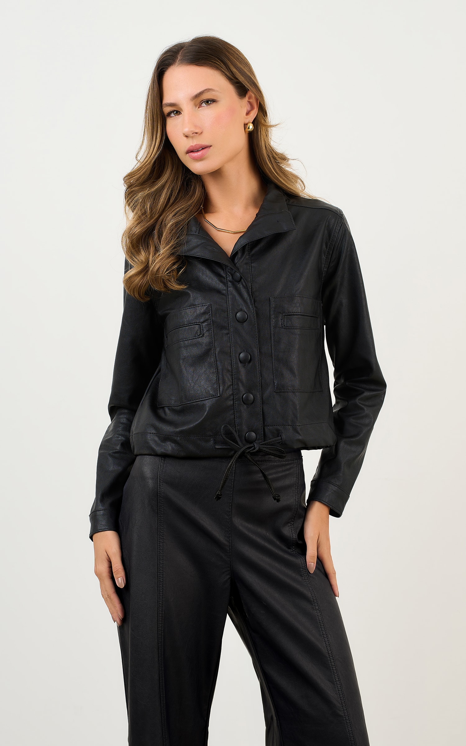 Jaqueta Like Leather Bomber Preto