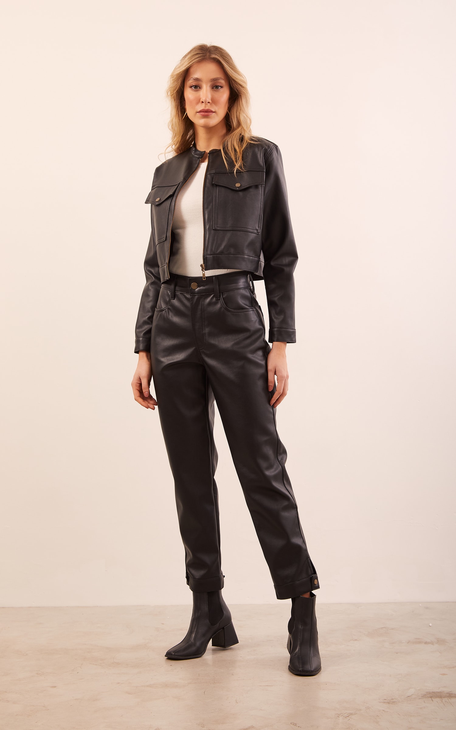 Jaqueta Like Leather Preto
