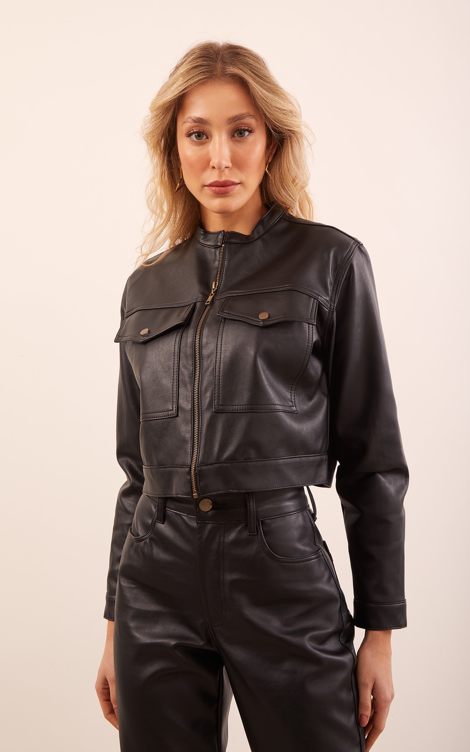 Jaqueta Like Leather Preto