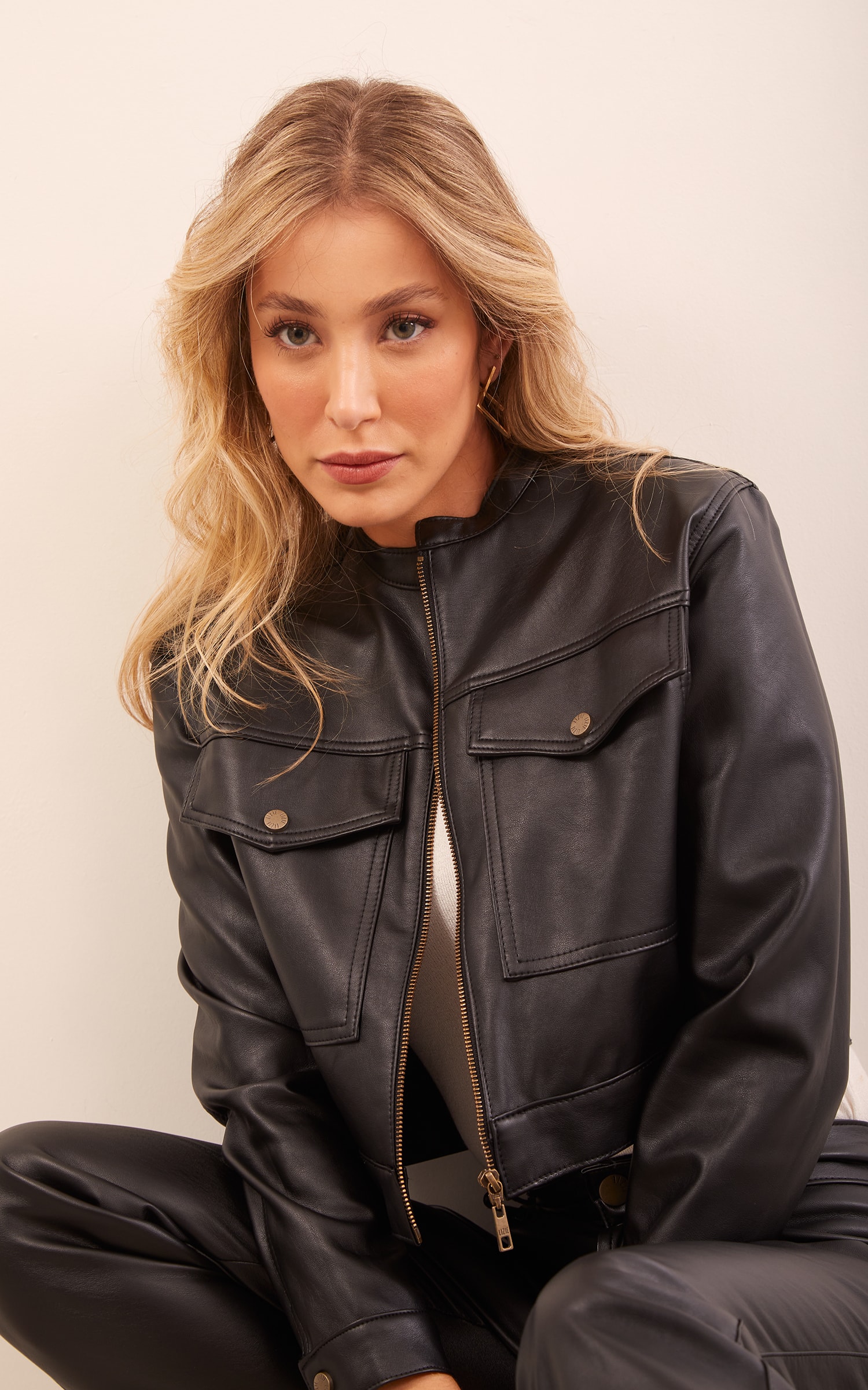 Jaqueta Like Leather Preto