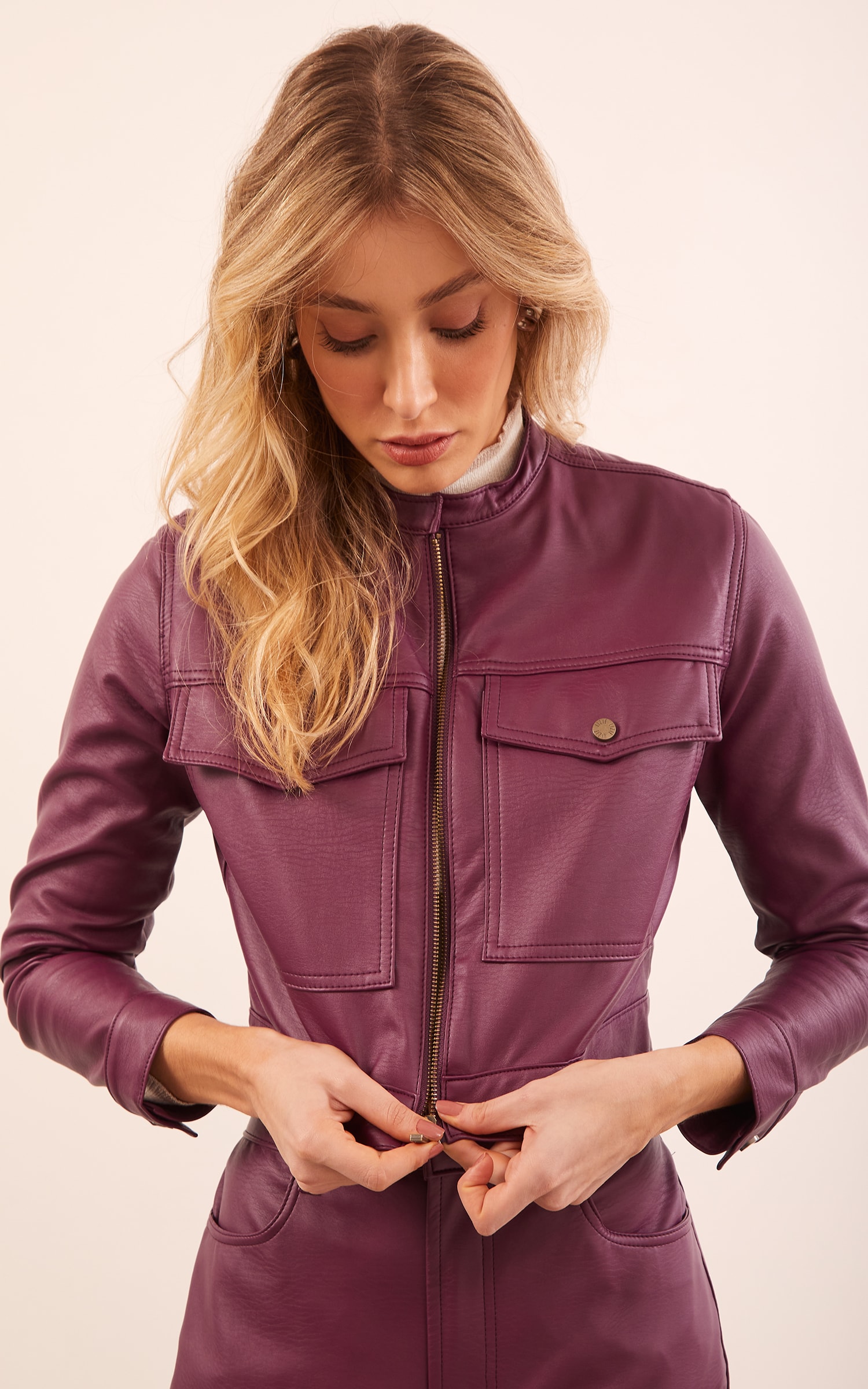 Jaqueta Like Leather Roxo