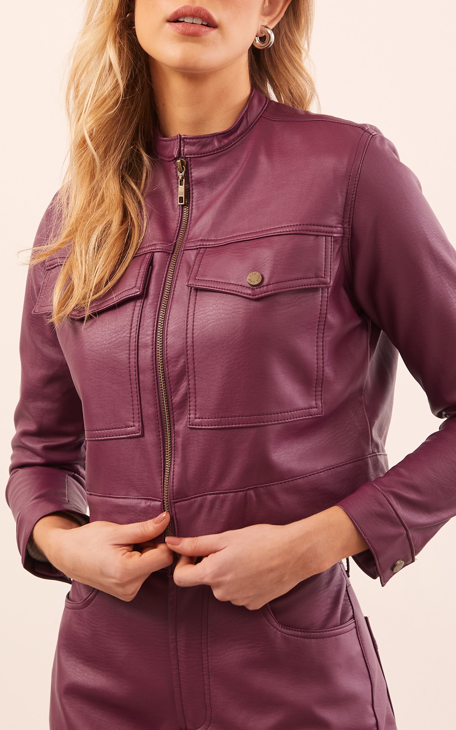 Jaqueta Like Leather Roxo