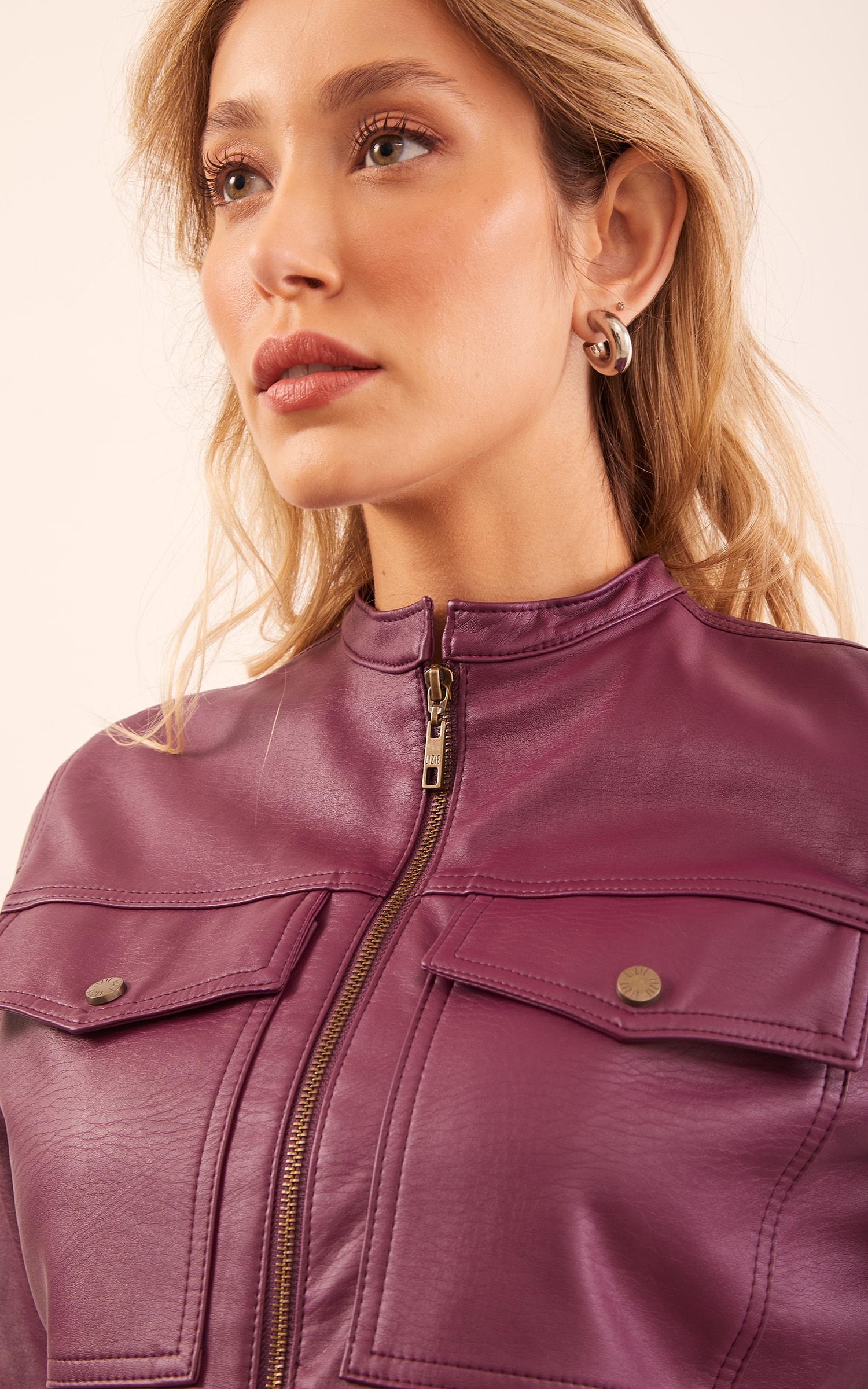 Jaqueta Like Leather Roxo