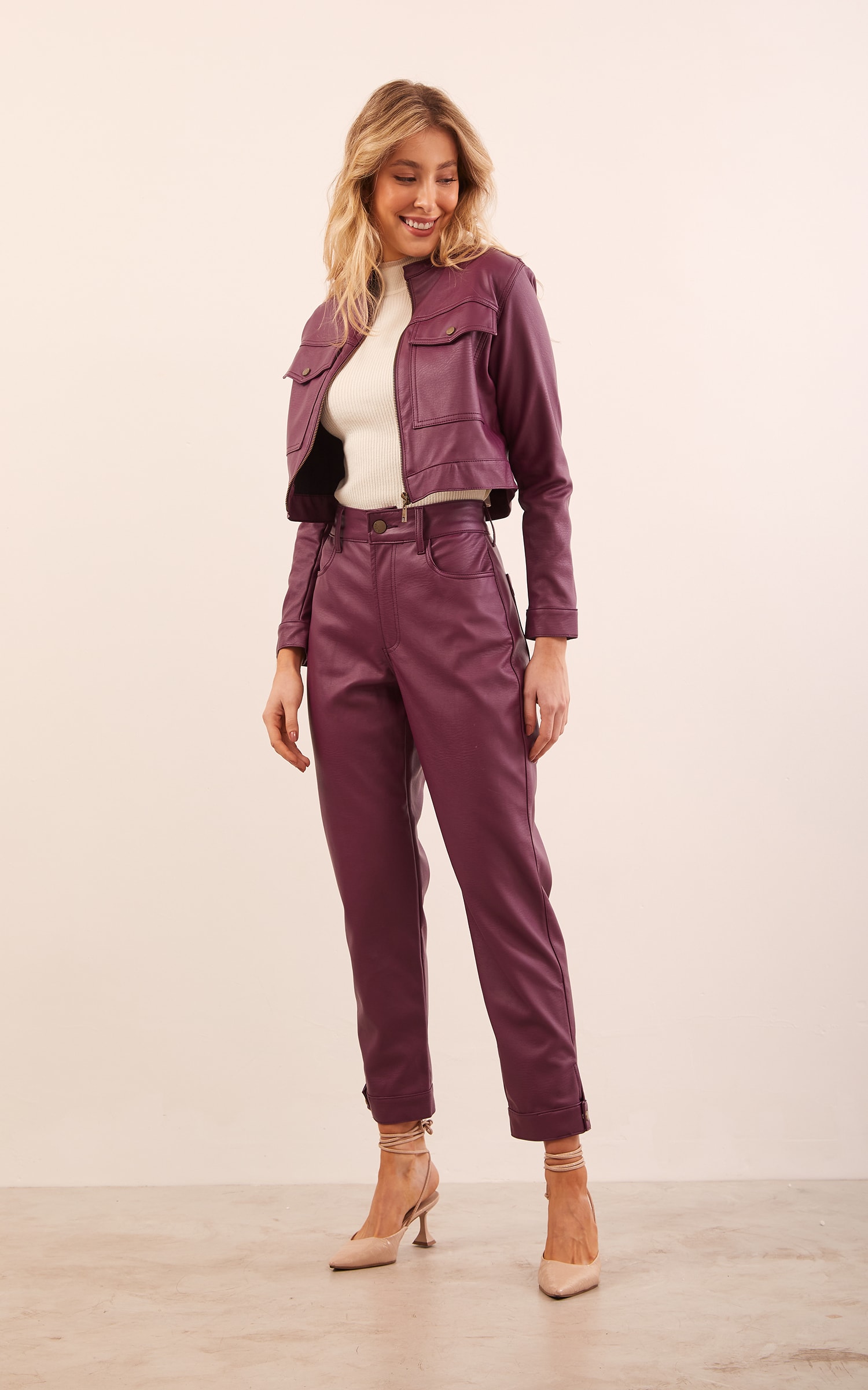 Jaqueta Like Leather Roxo