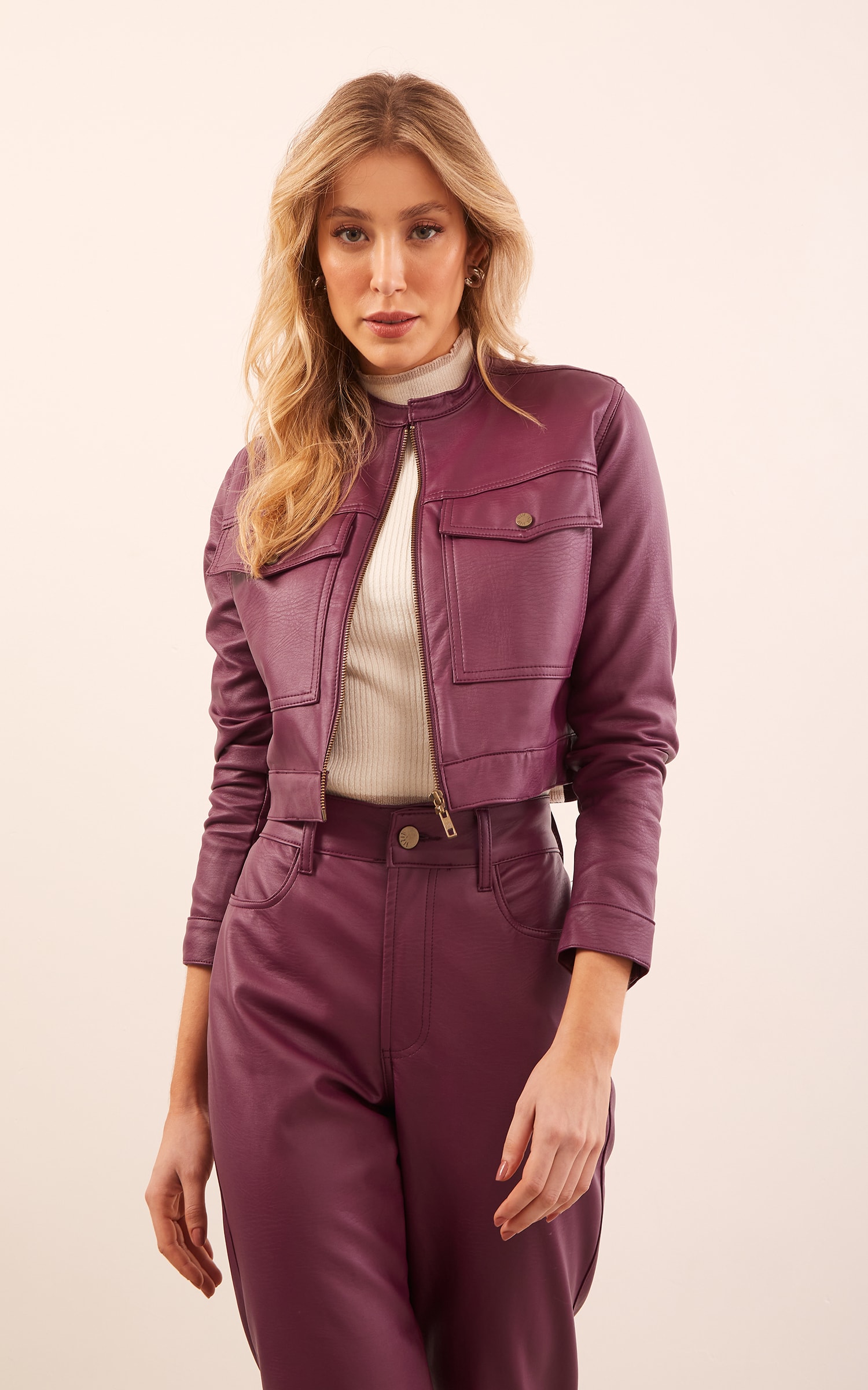 Jaqueta Like Leather Roxo