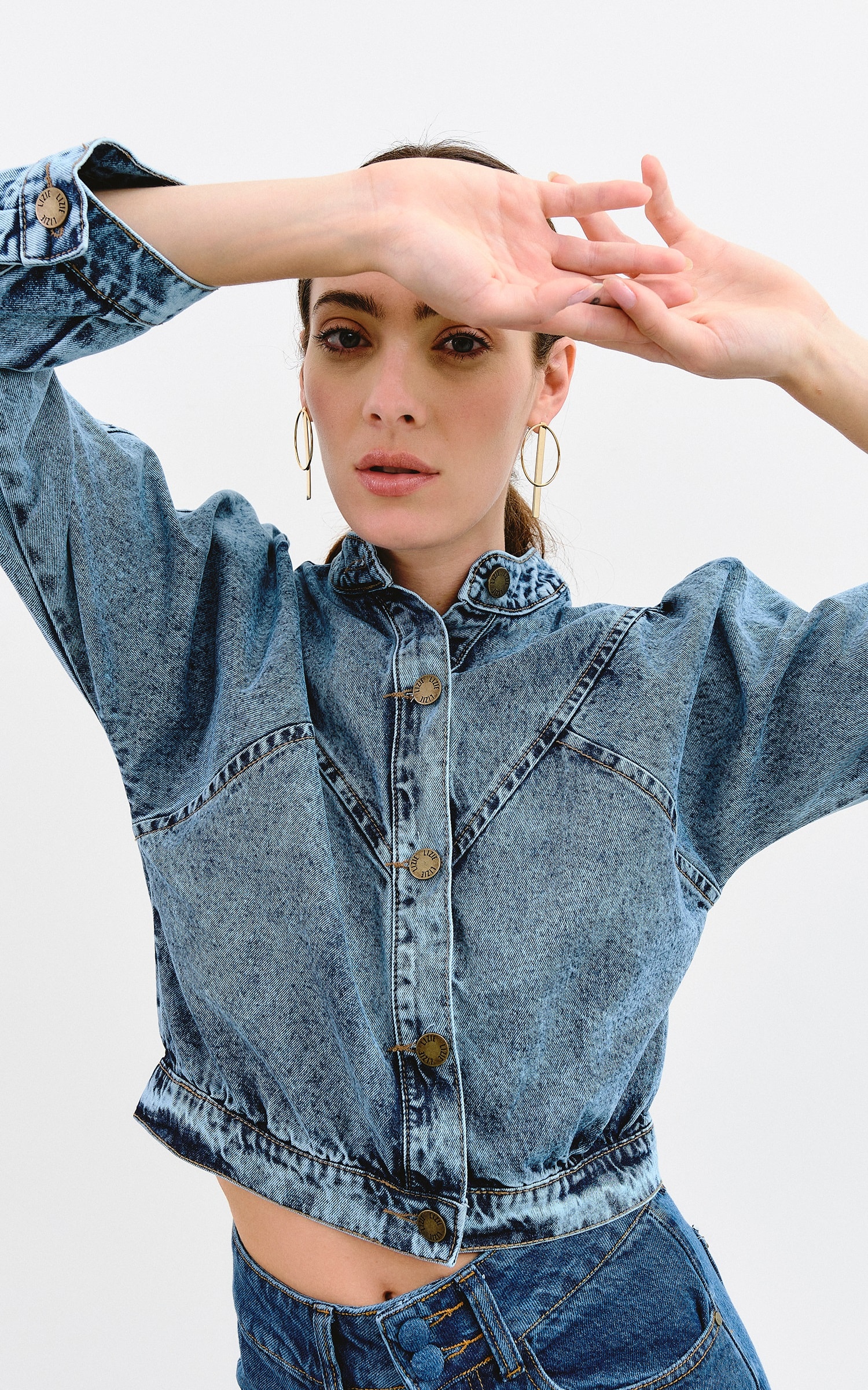 Jaqueta Recortes Jeans