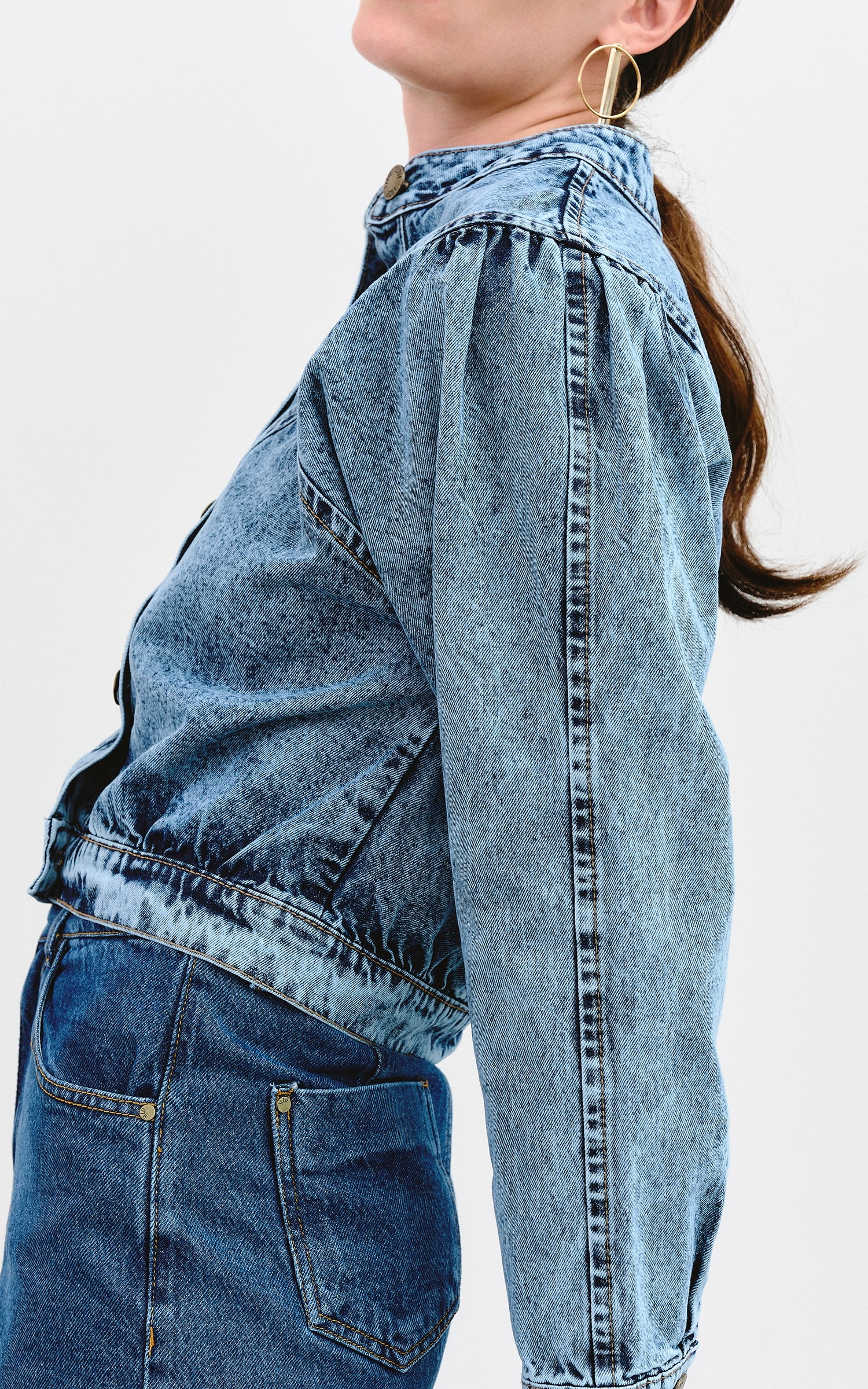 Jaqueta Recortes Jeans