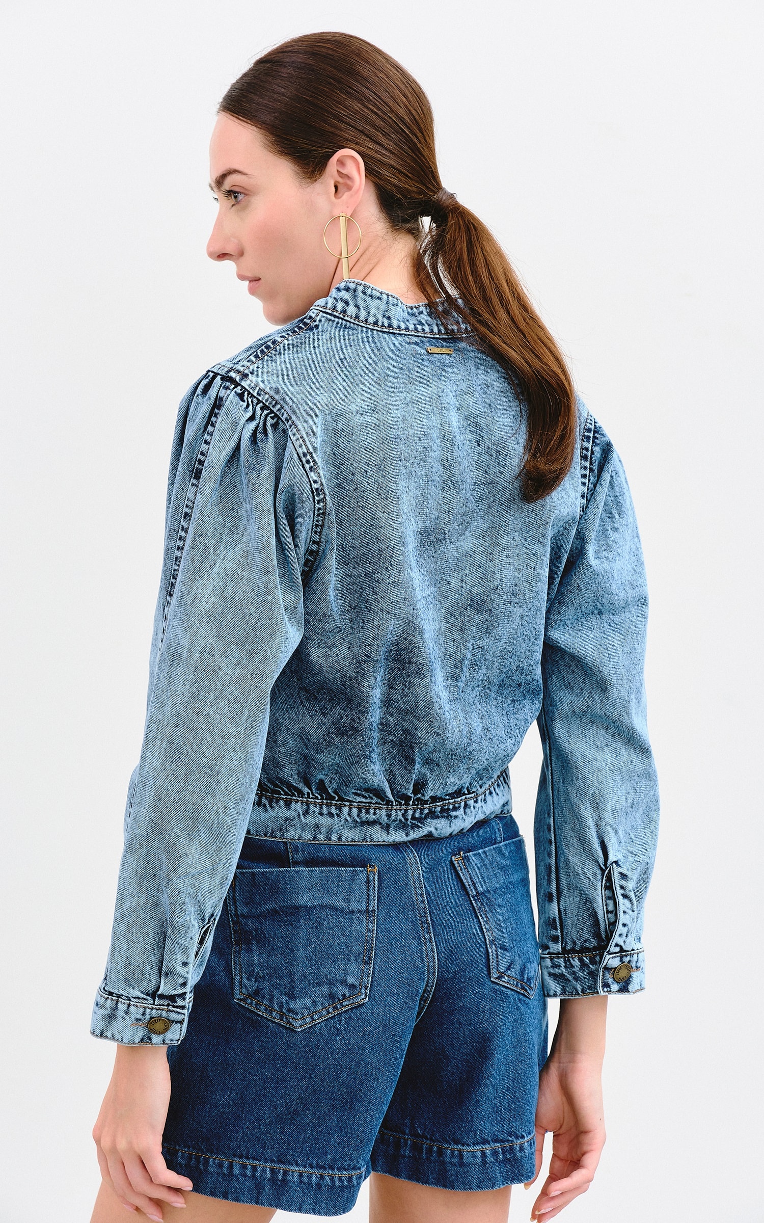 Jaqueta Recortes Jeans