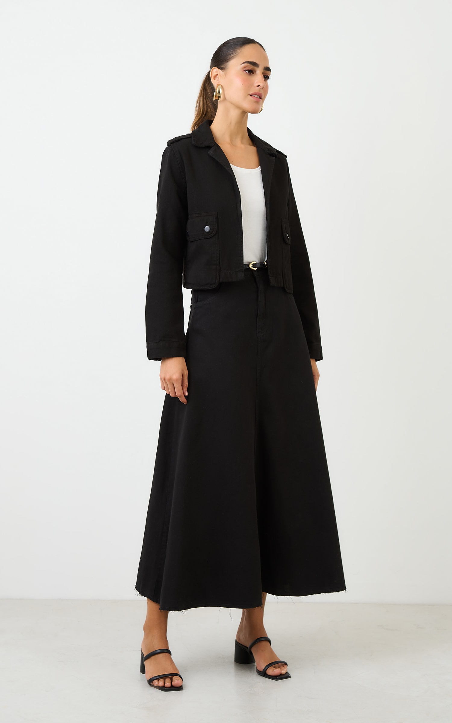 Jaqueta Sarja Bolso Deslocado Preto