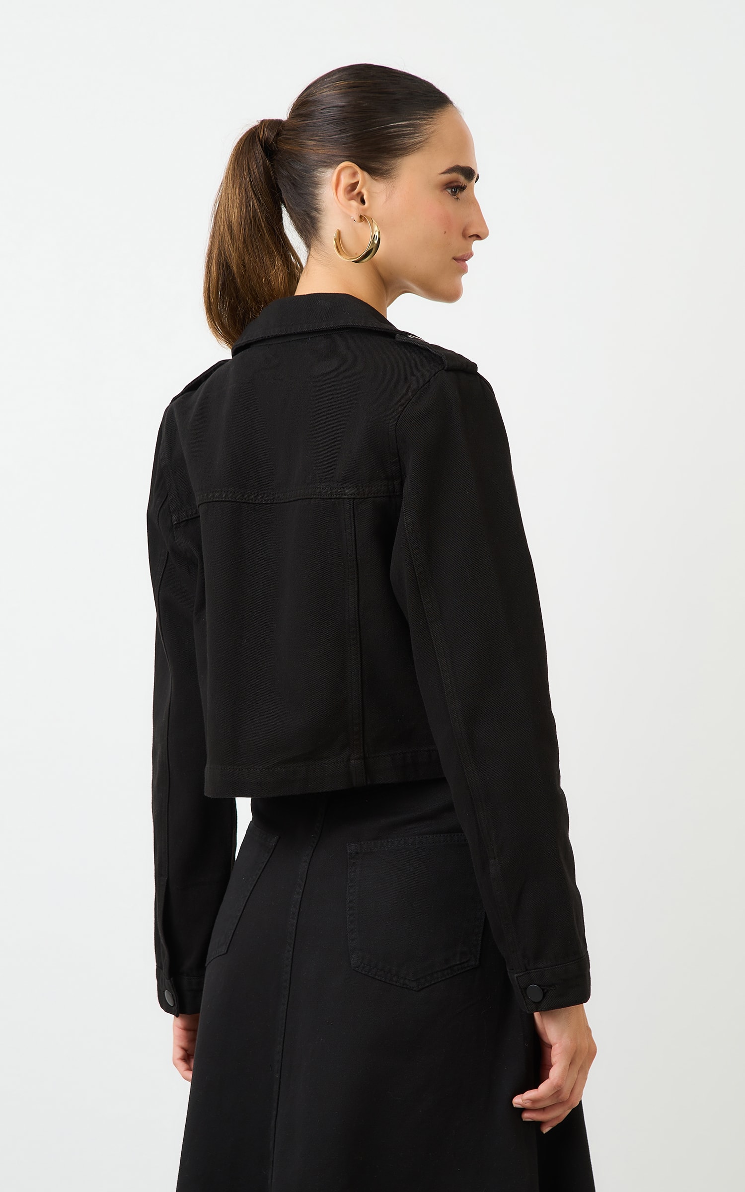 Jaqueta Sarja Bolso Deslocado Preto