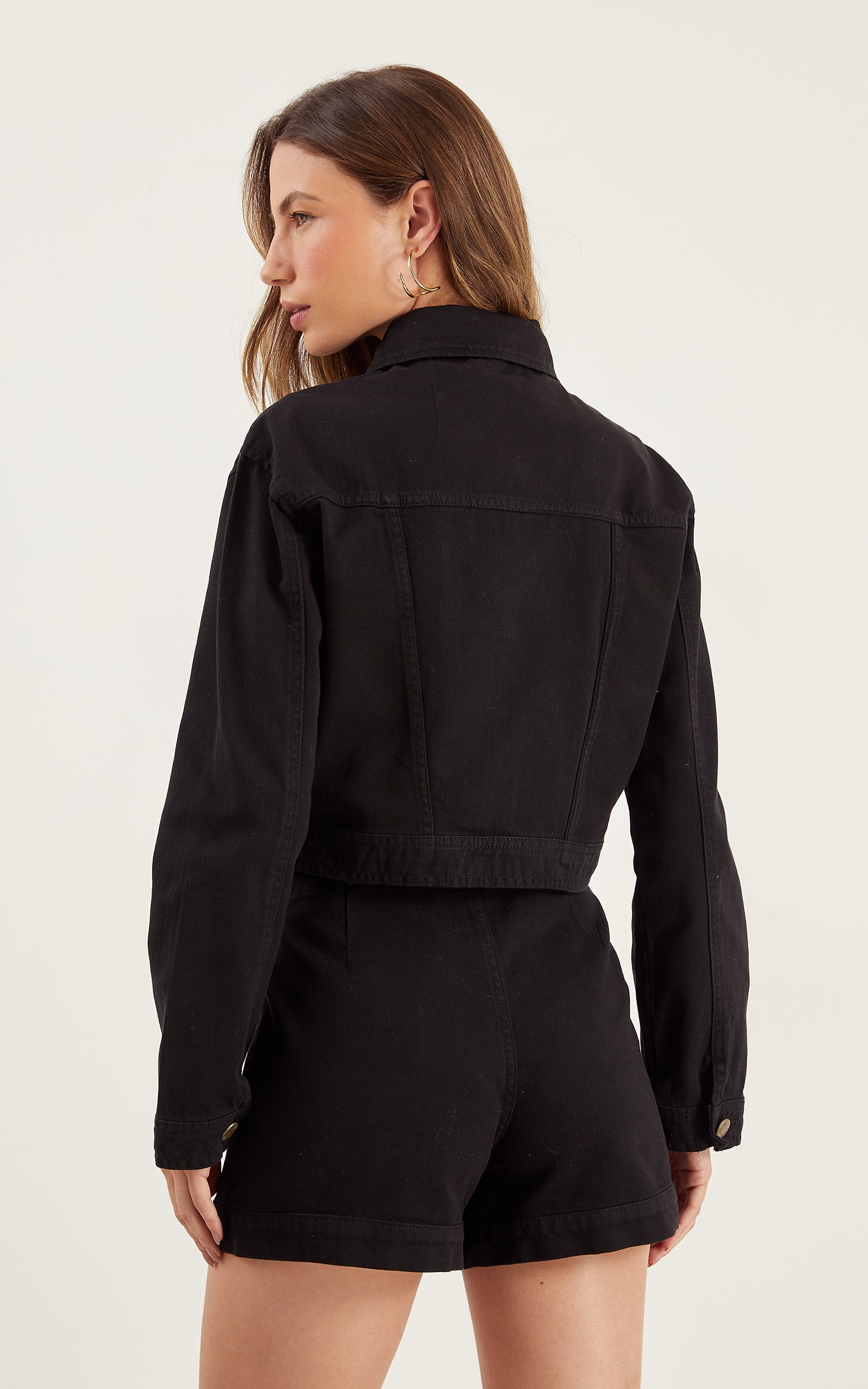Jaqueta Sarja Bolsos Preto