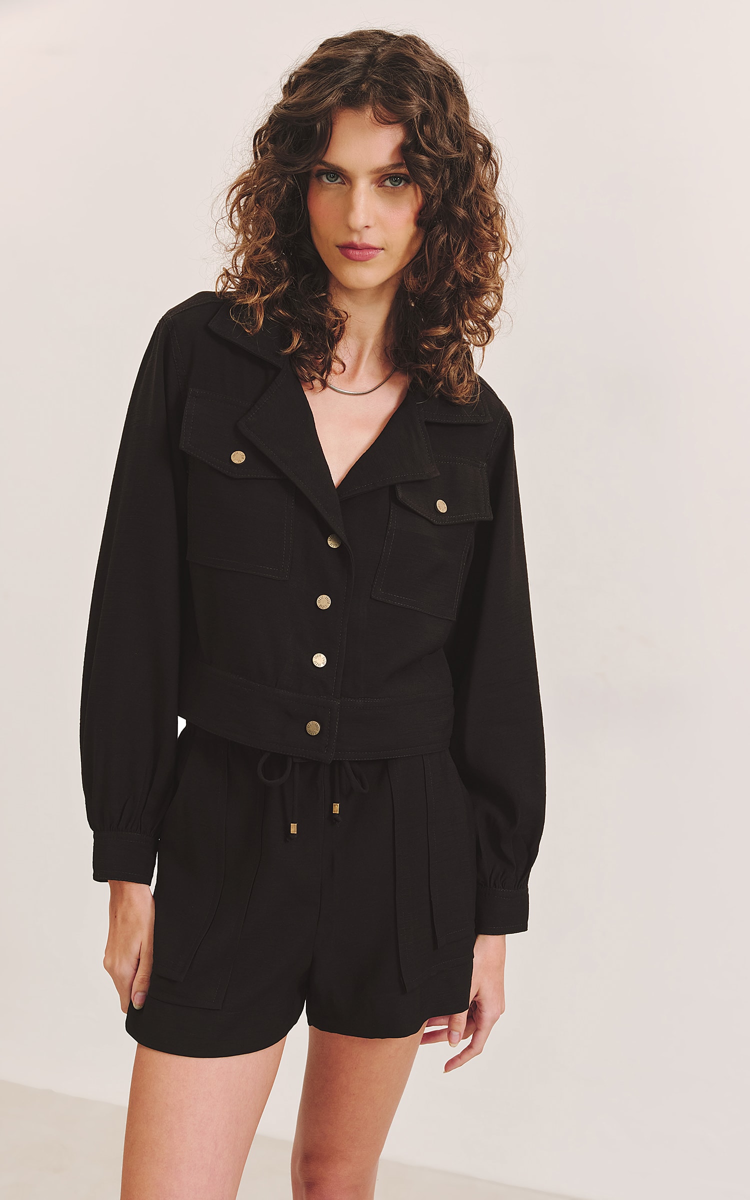 Jaqueta Sublime Detalhe Botoes Preto