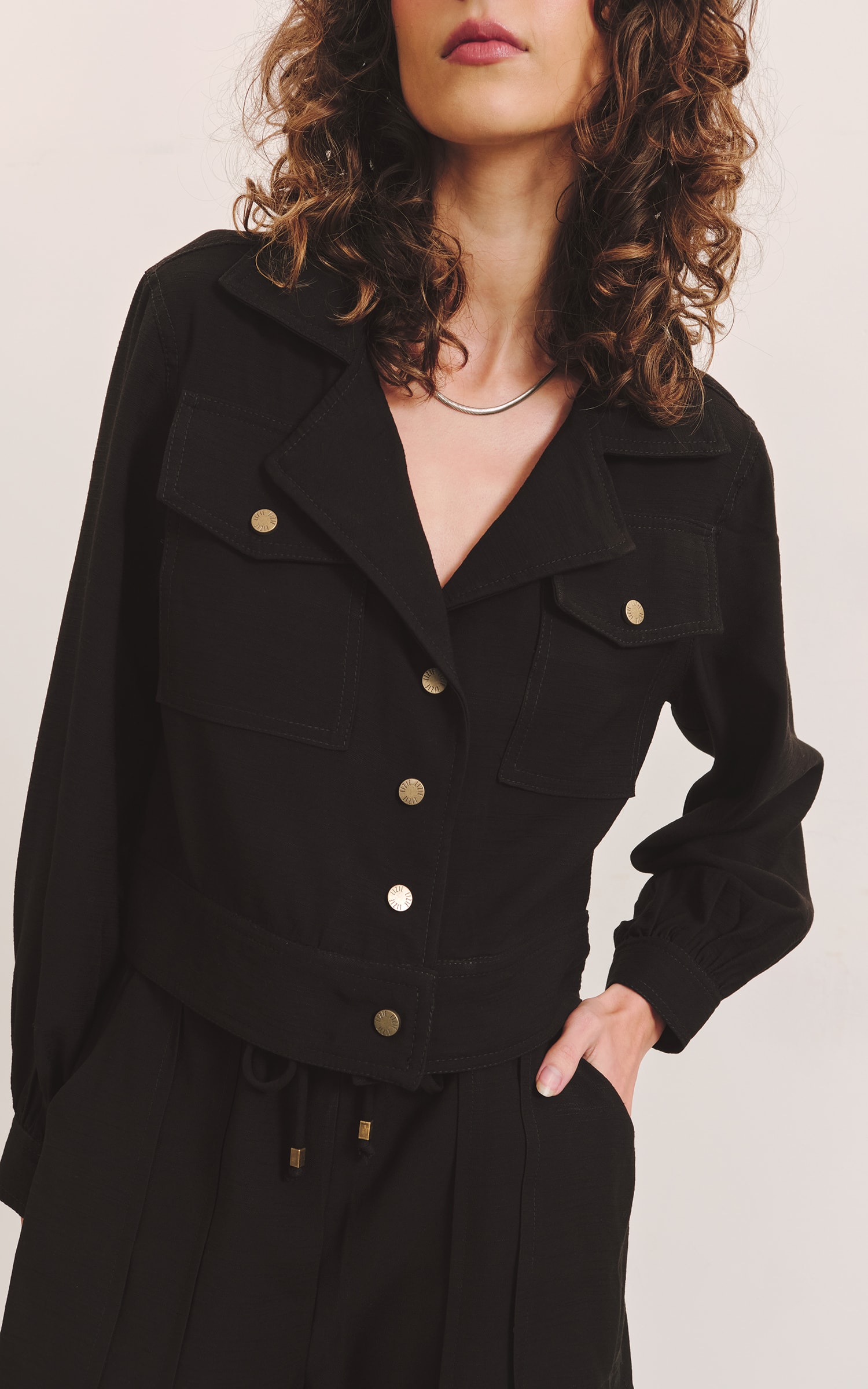 Jaqueta Sublime Detalhe Botoes Preto