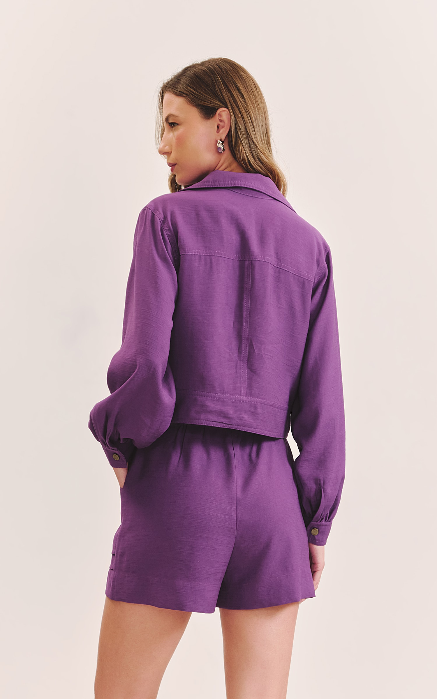 Jaqueta Sublime Detalhe Botoes Roxo