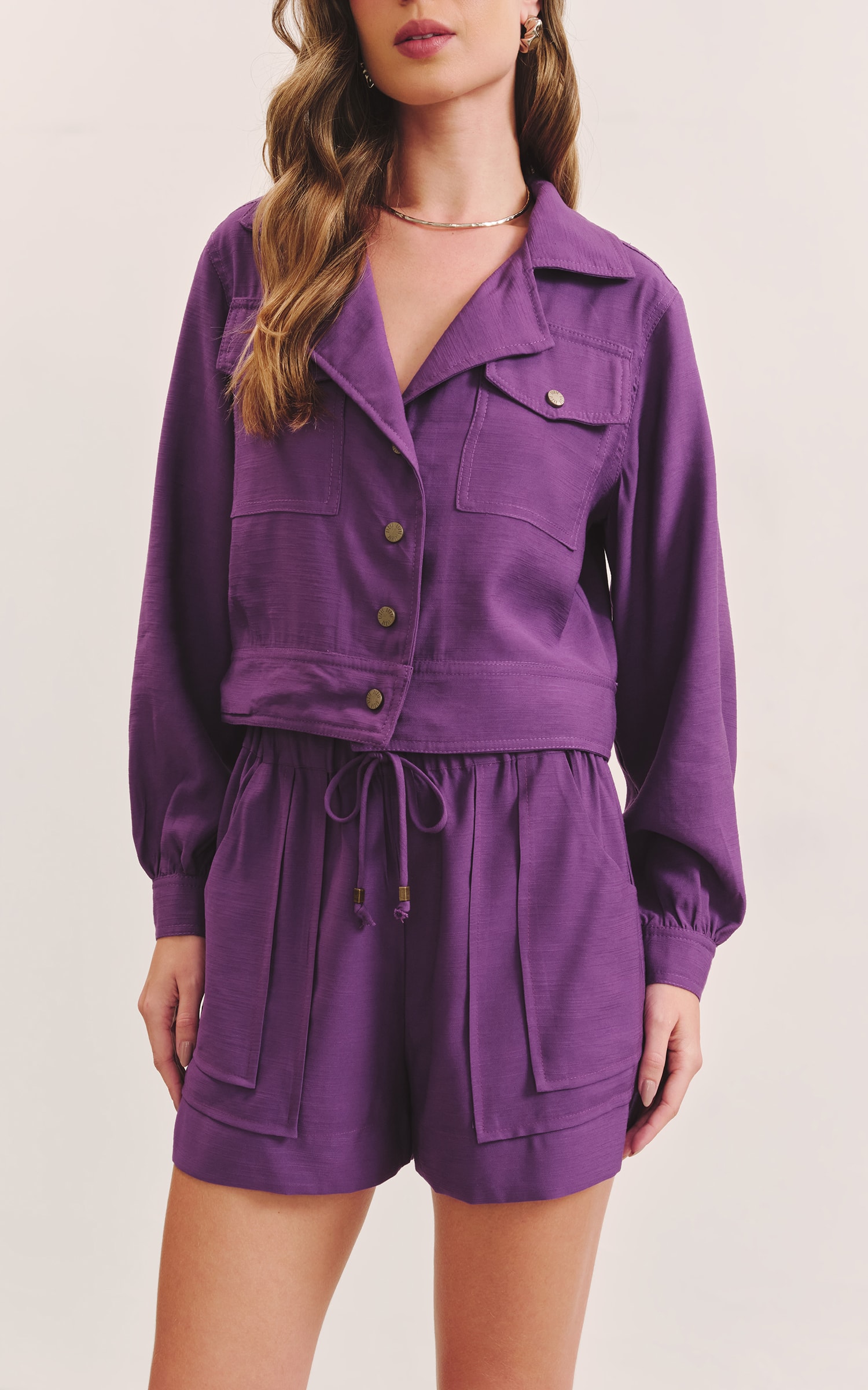 Jaqueta Sublime Detalhe Botoes Roxo