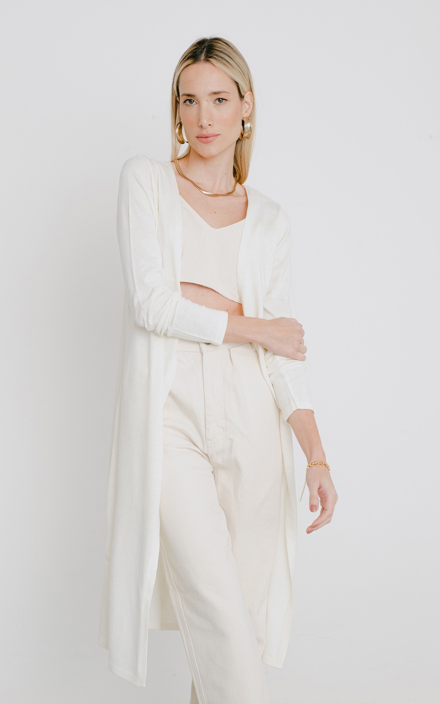 Maxi Cardigan Malha Off White