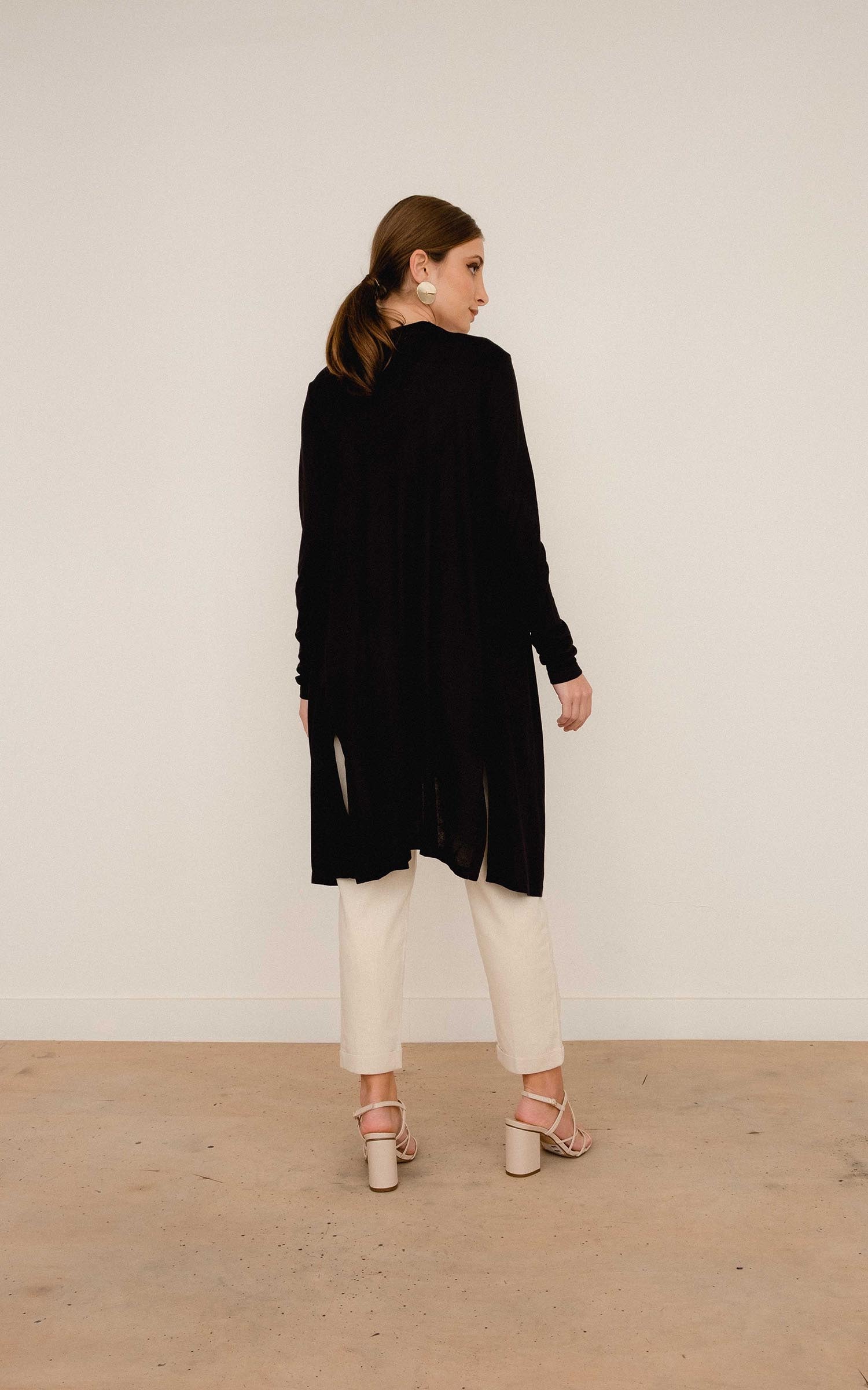 Maxi Cardigan Malha Preto