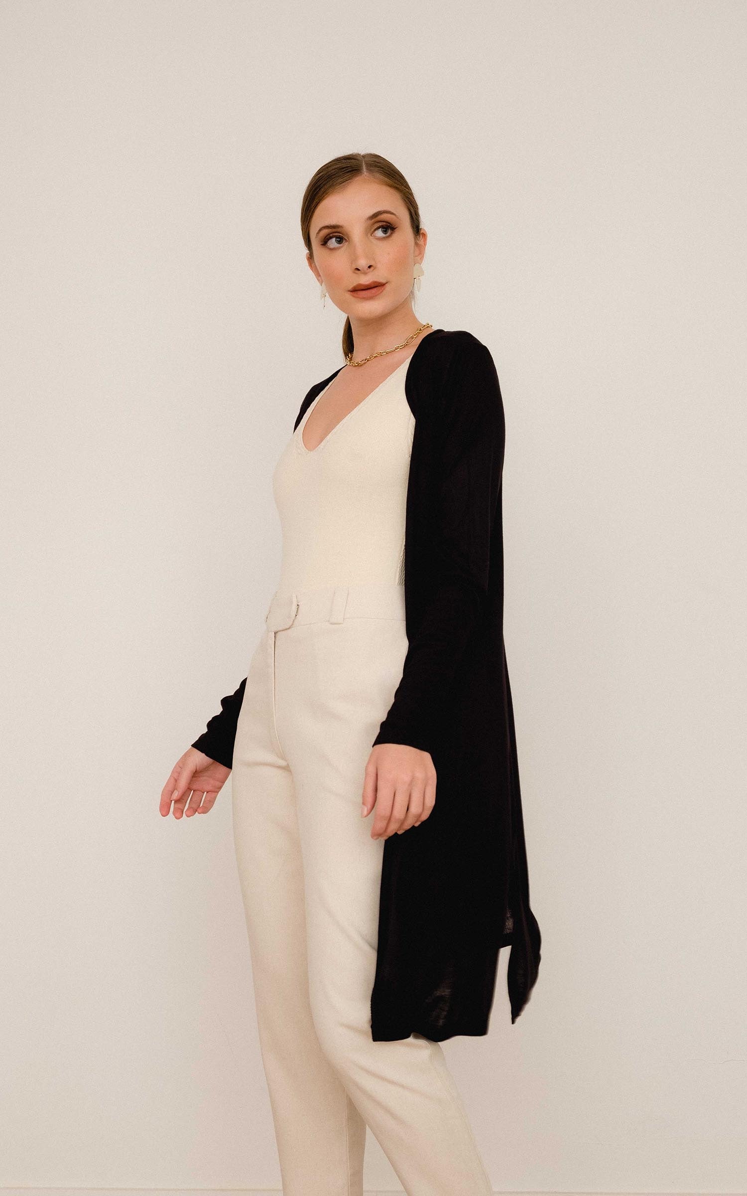 Maxi Cardigan Malha Preto