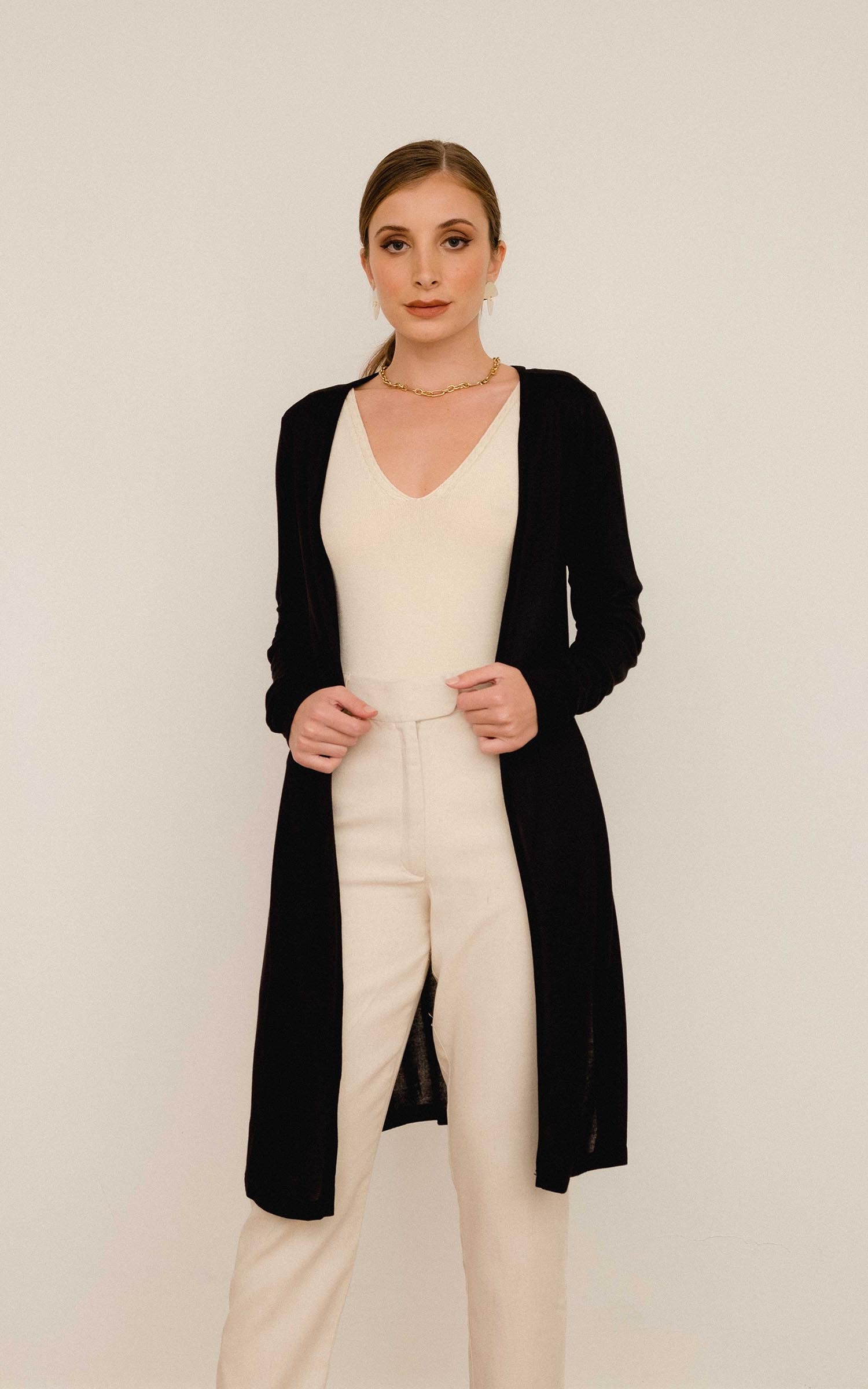 Maxi Cardigan Malha Preto