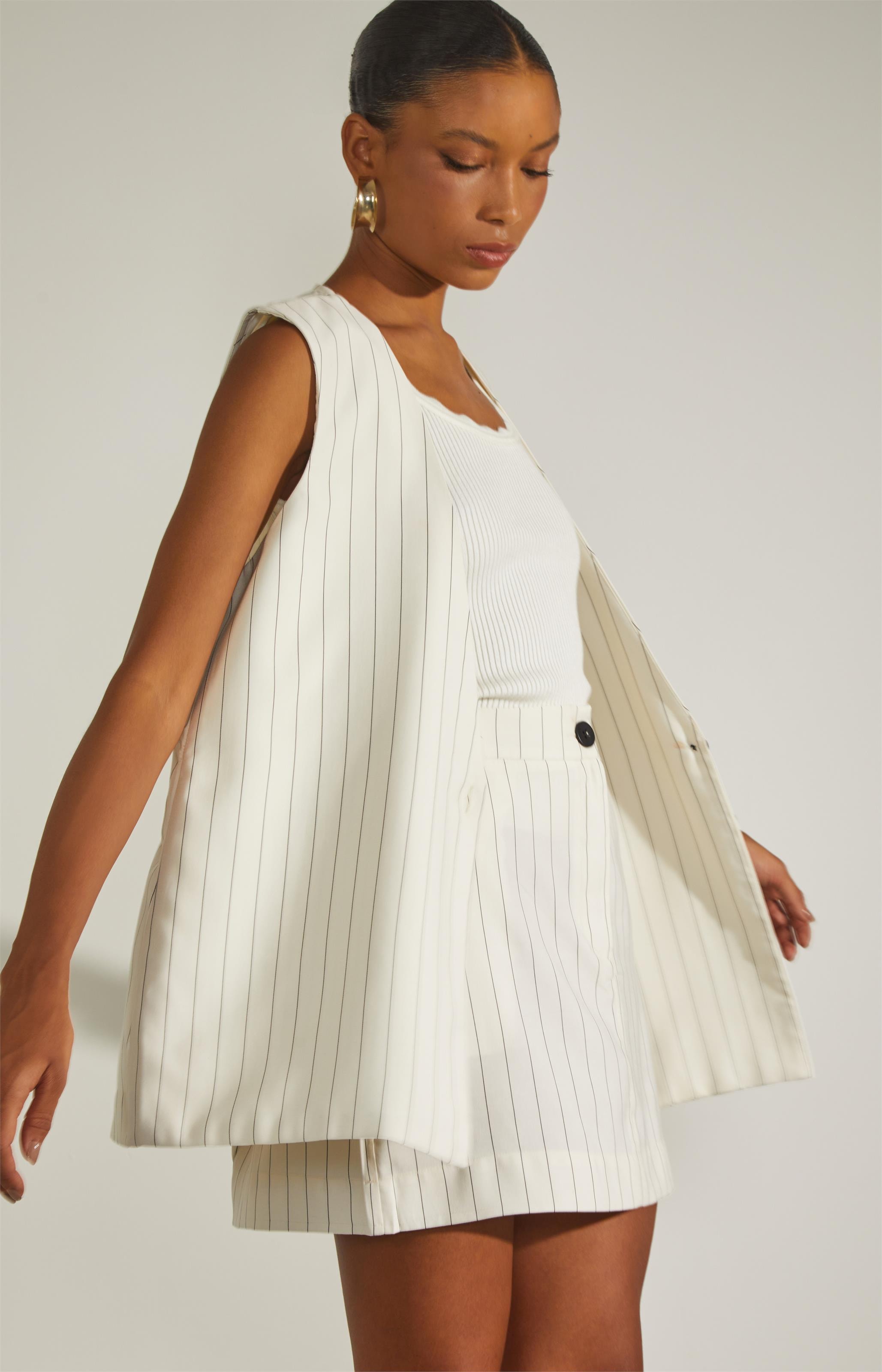 Mini Saia Risca de Giz Off White