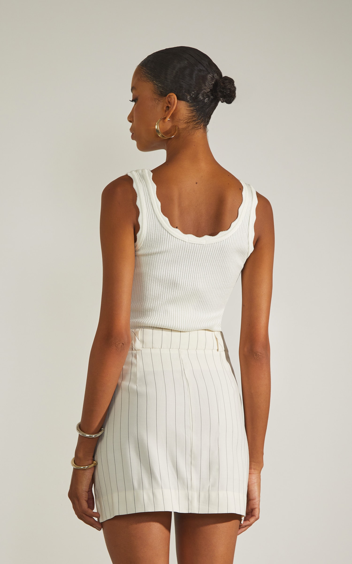 Mini Saia Risca de Giz Off White