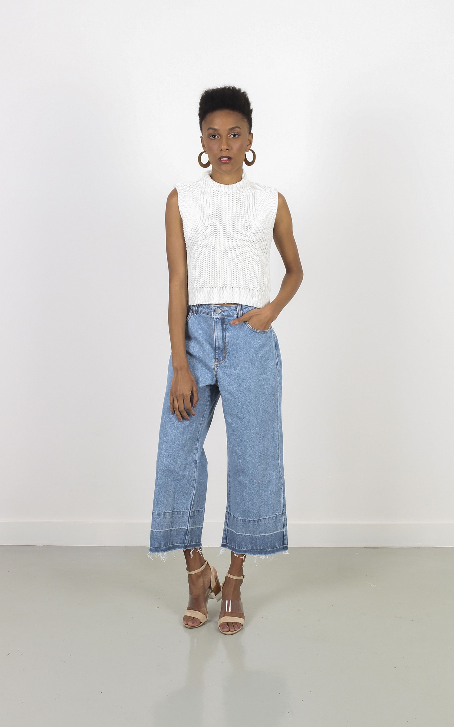 Pantacourt Barrado Jeans