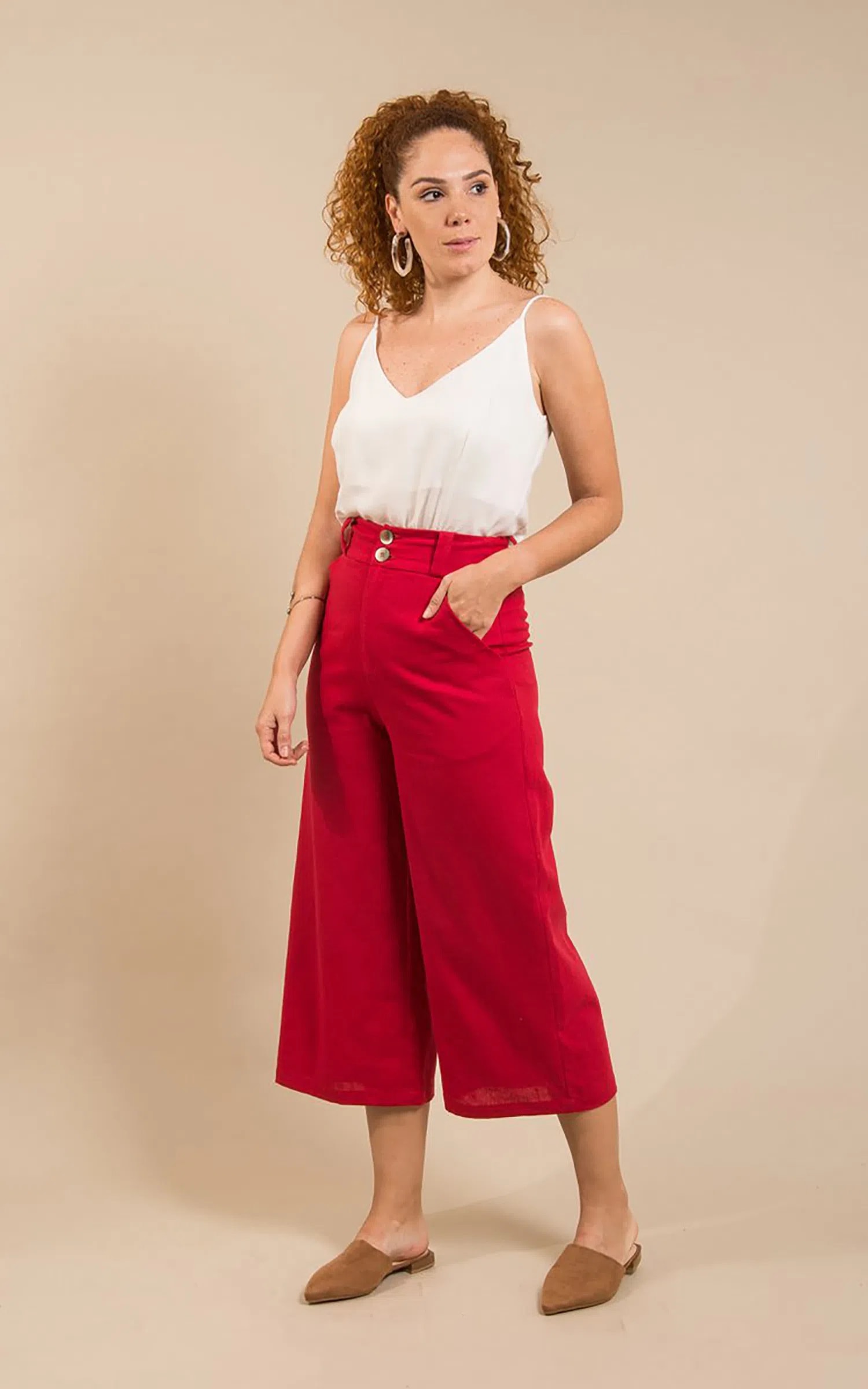 Pantacourt Linho Vermelho