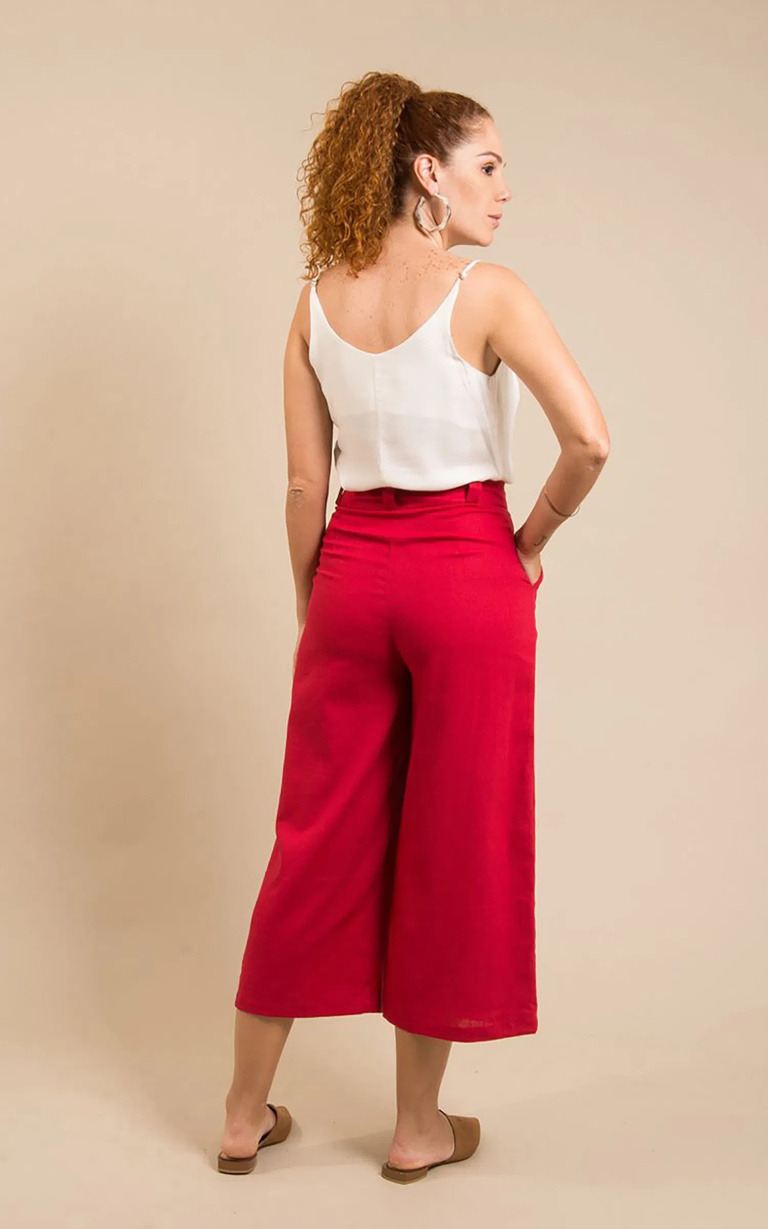 Pantacourt Linho Vermelho