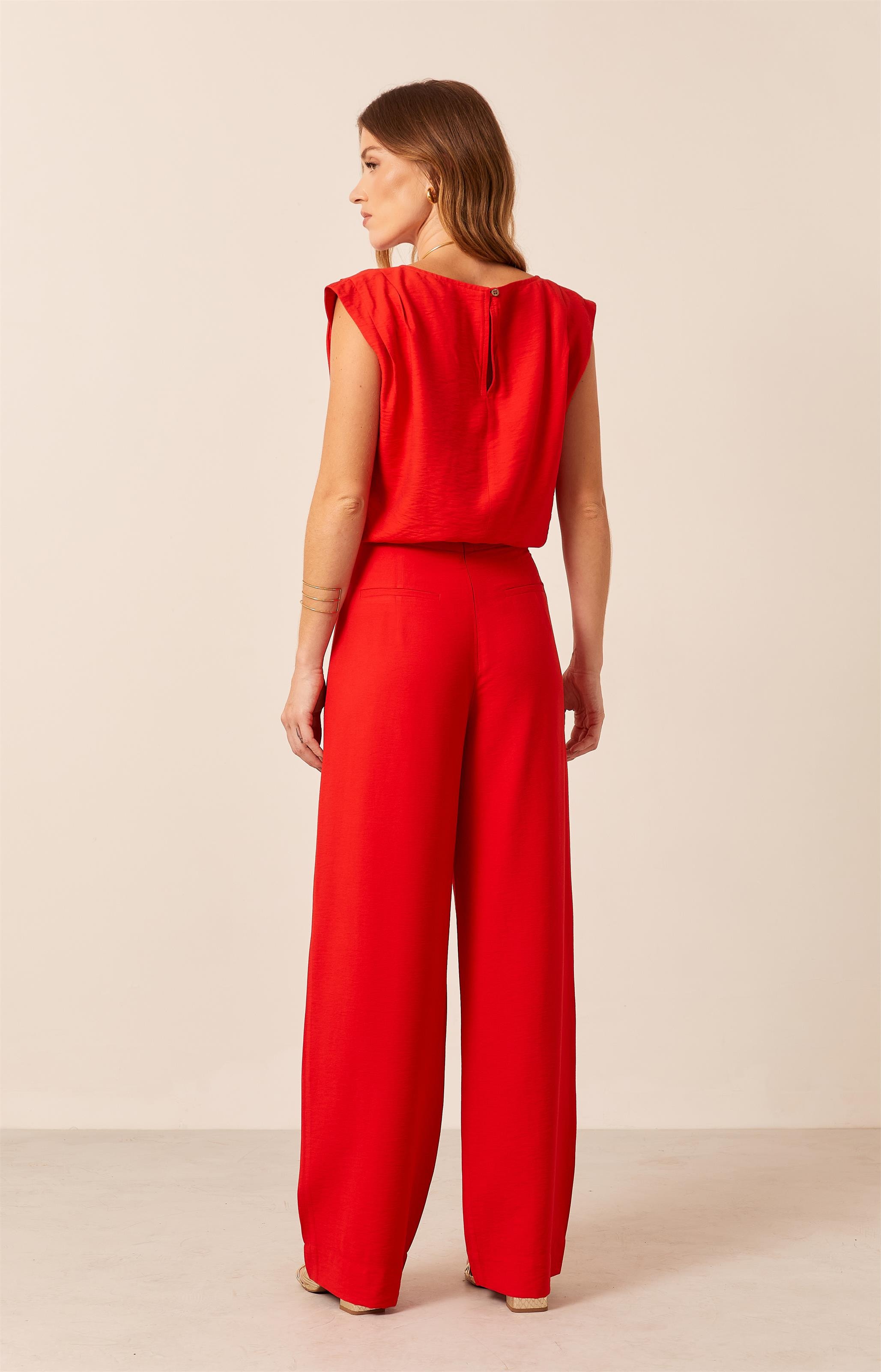 Pantalona Alegria Detalhe Vazado Vermelho