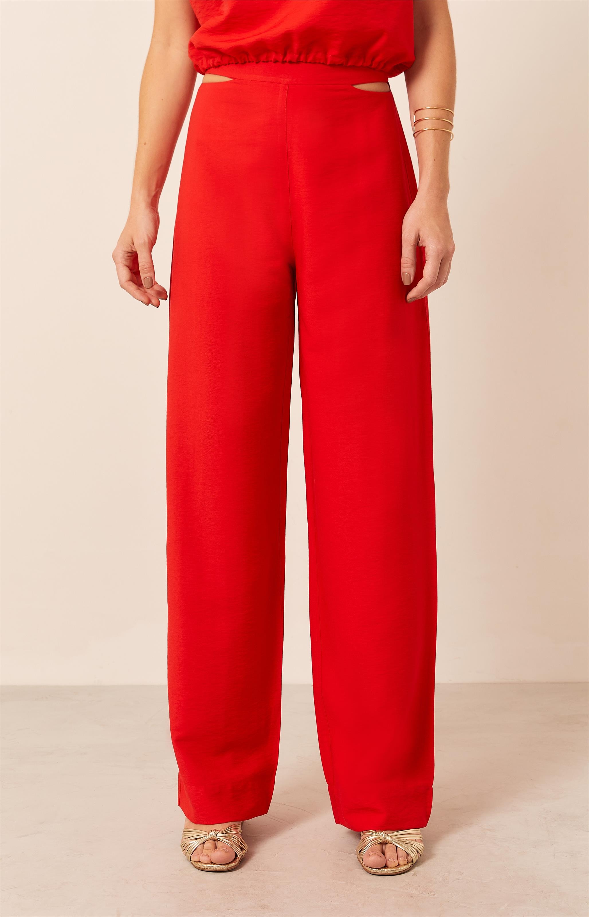 Pantalona Alegria Detalhe Vazado Vermelho