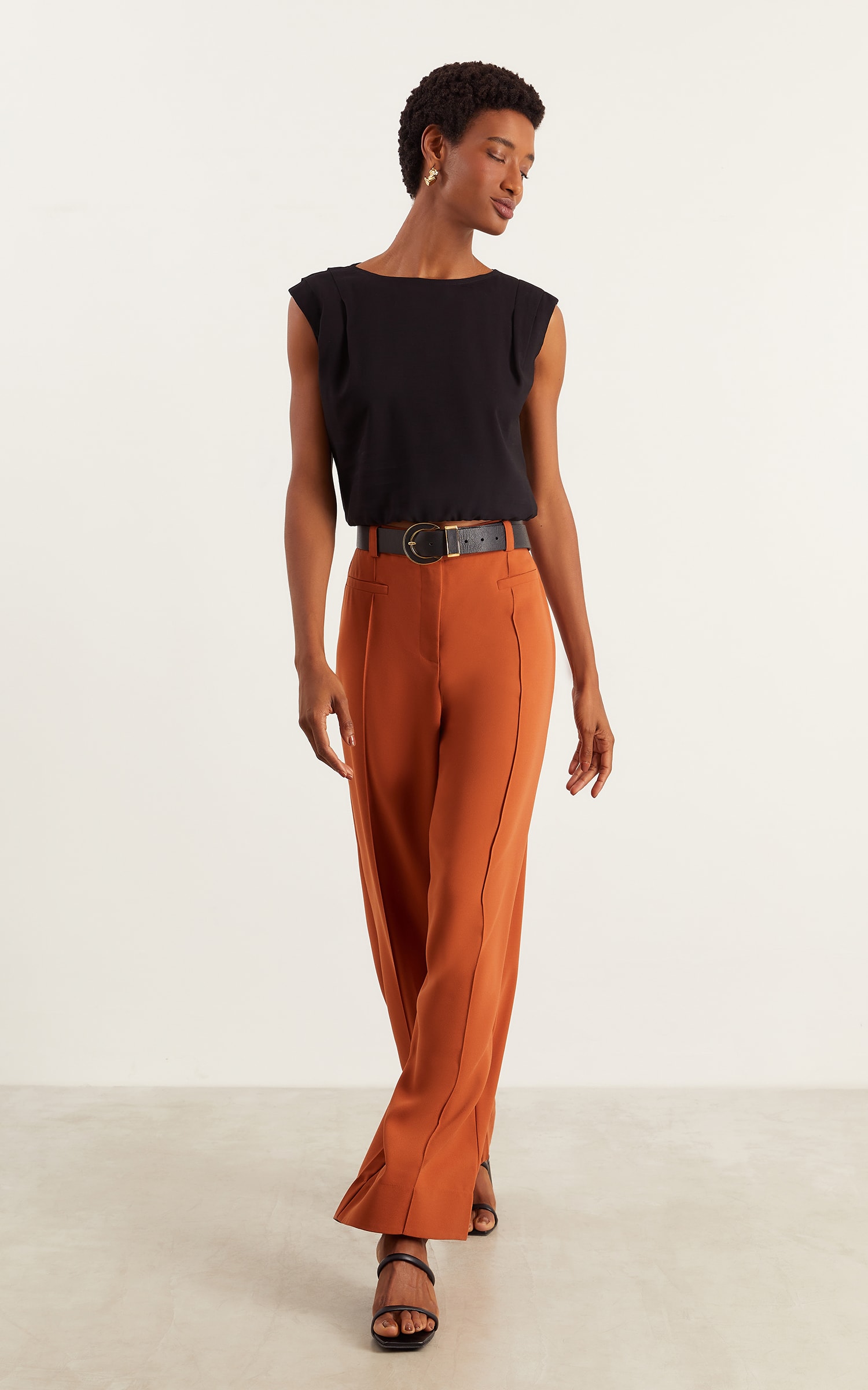 Pantalona Alfaiataria Living Caramelo