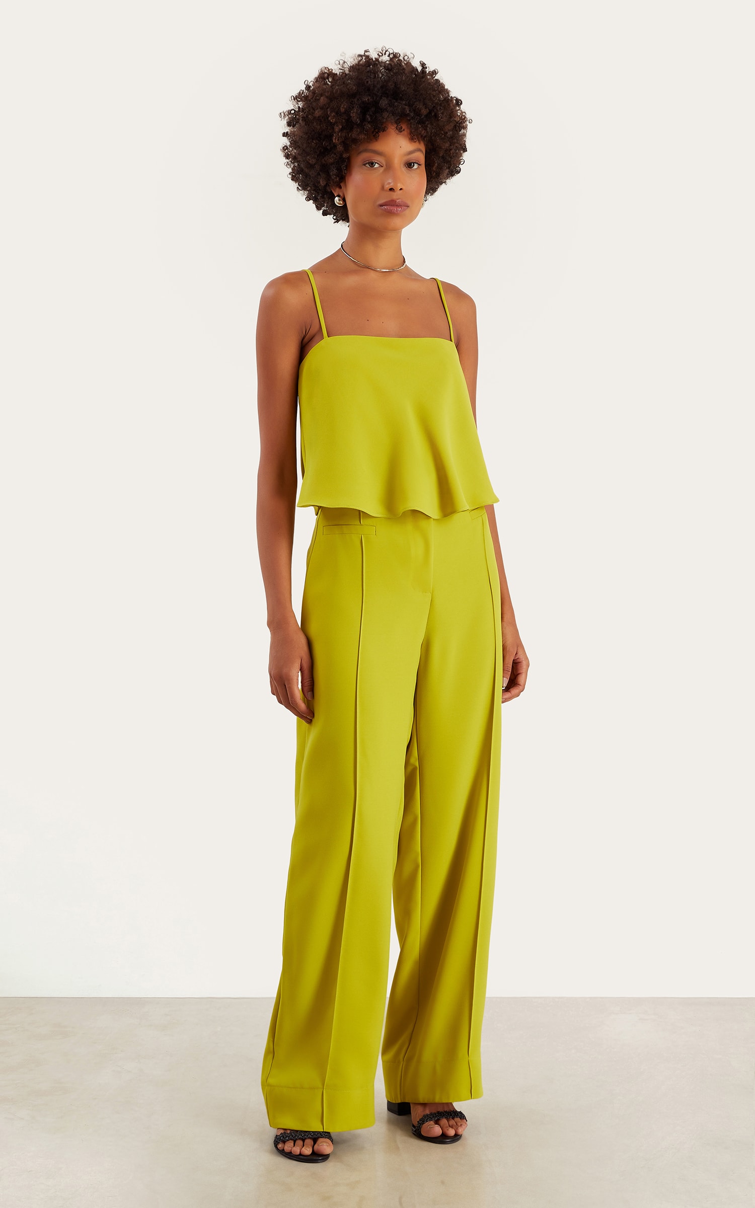 Pantalona Alfaiataria Living Verde Oliva