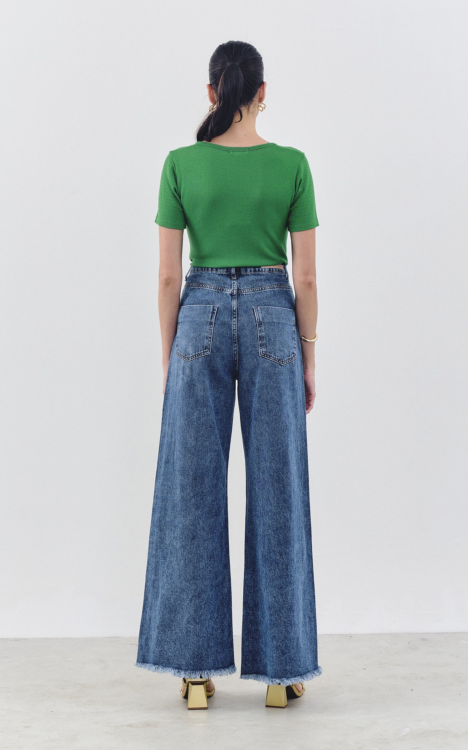 Pantalona Barra Desfiada Jeans