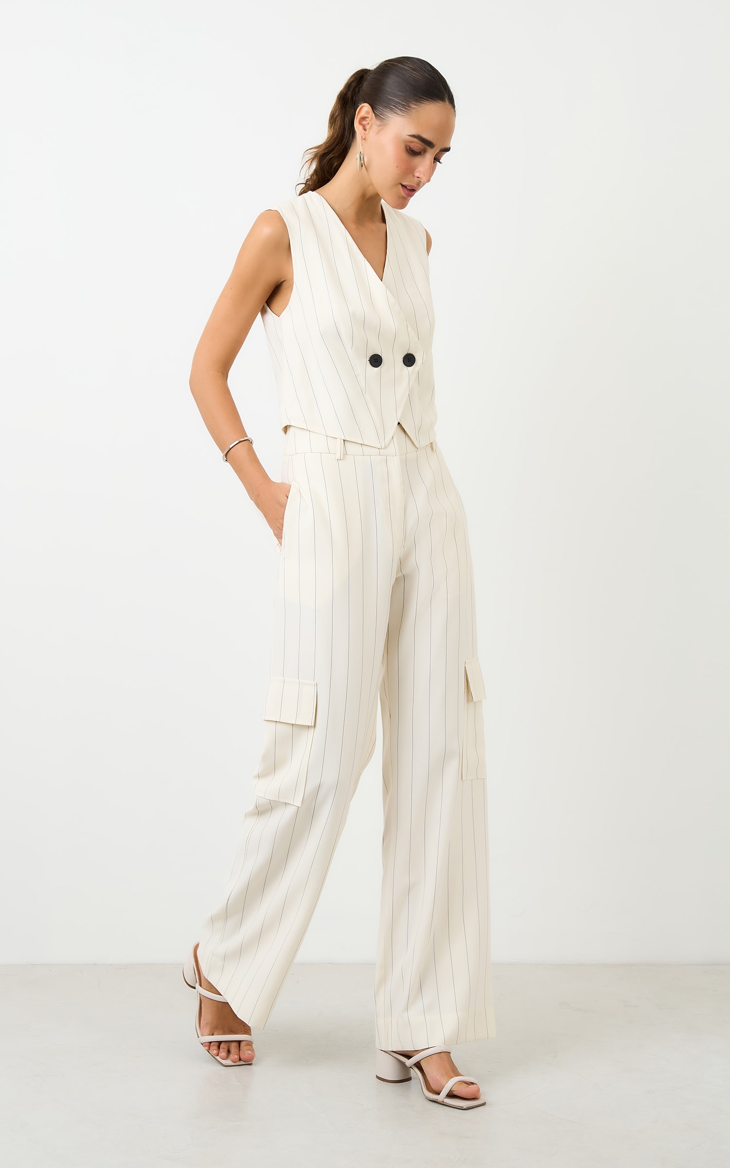 Pantalona Cargo New Risca Off White