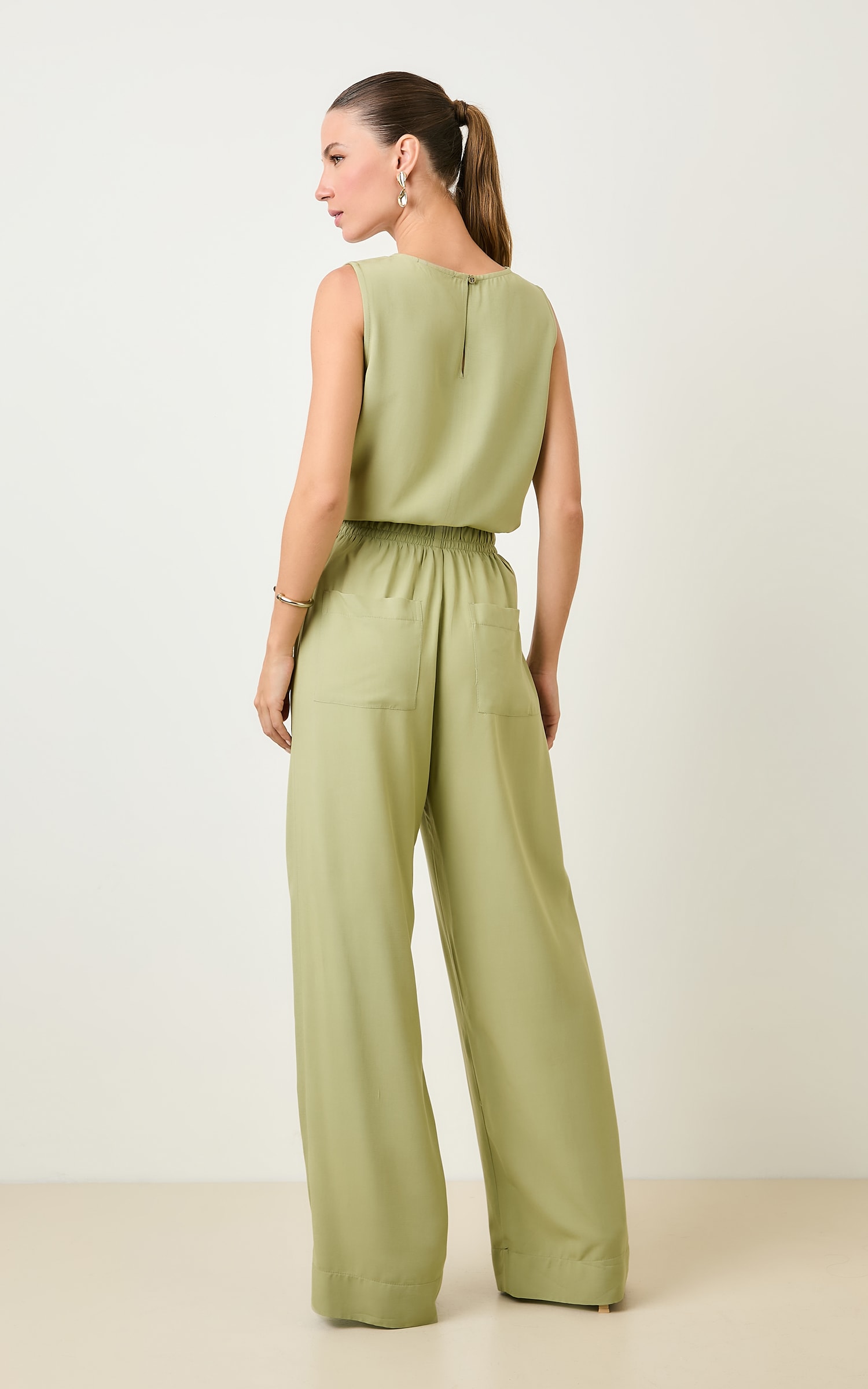 Pantalona Cos Elastico Horizonte Cha Verde