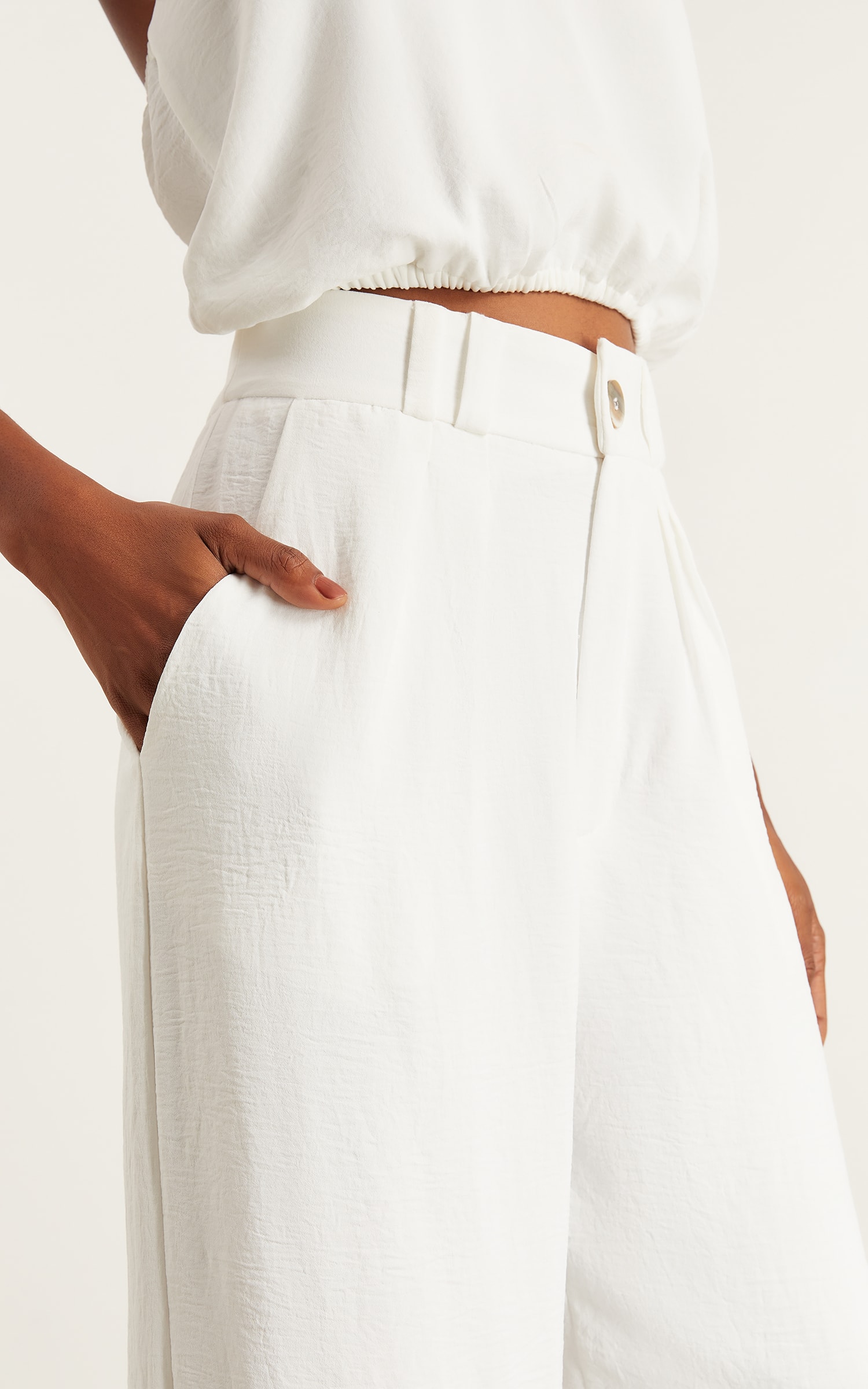 Pantalona Detalhe Passador Off White
