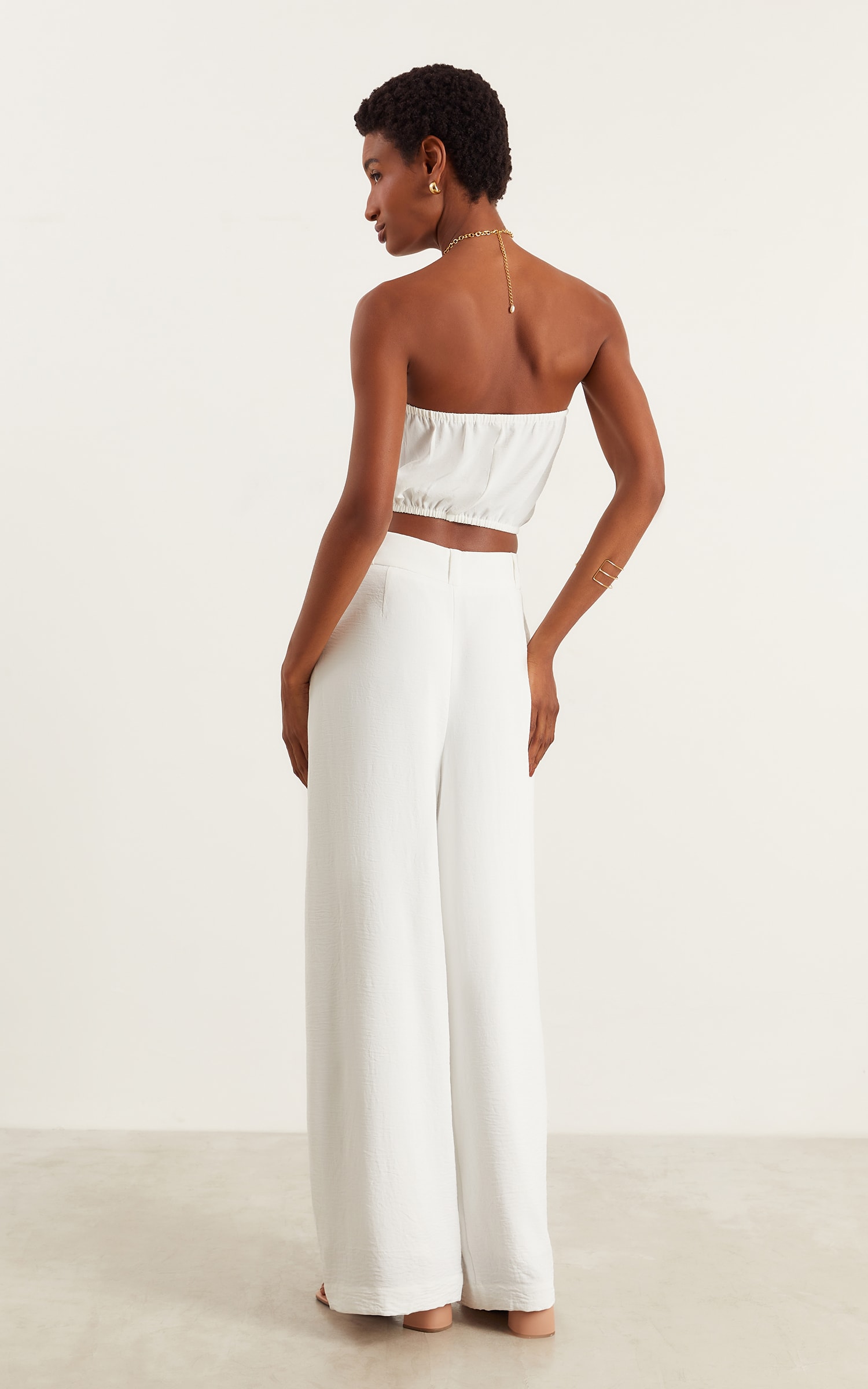 Pantalona Detalhe Passador Off White