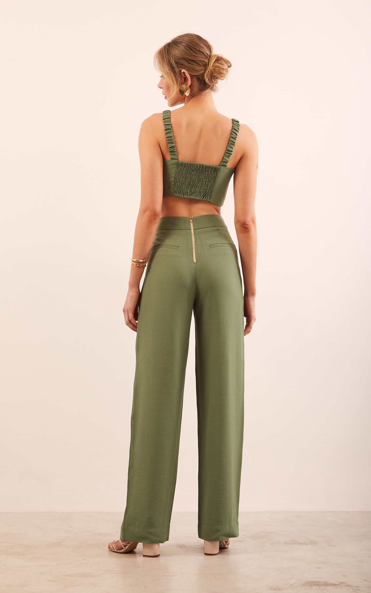 Pantalona Detalhe Vazado Moove Verde Militar